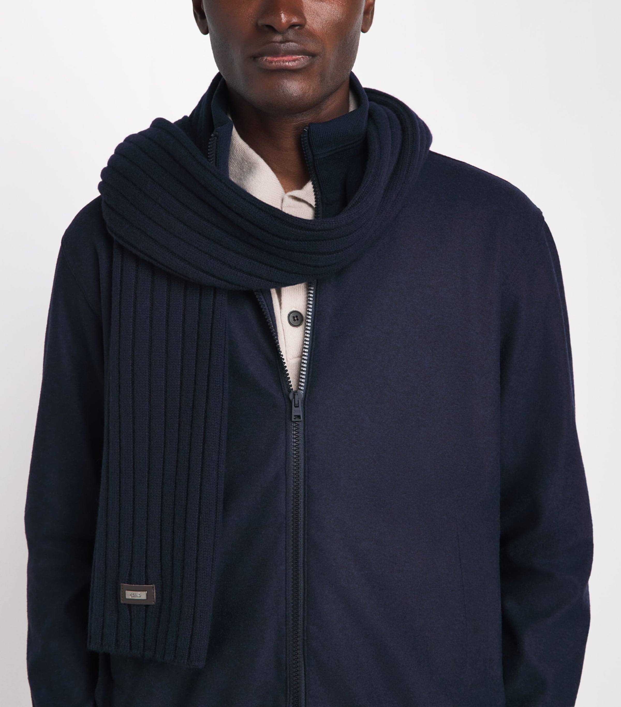 Herno Cashmere Rib-Knit Scarf Blu Scuro Image 2