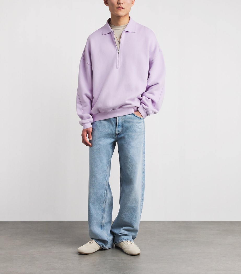 Cotton Pace Quarter-Zip Sweatshirt ASTER BRIGHT LILAC Image 2