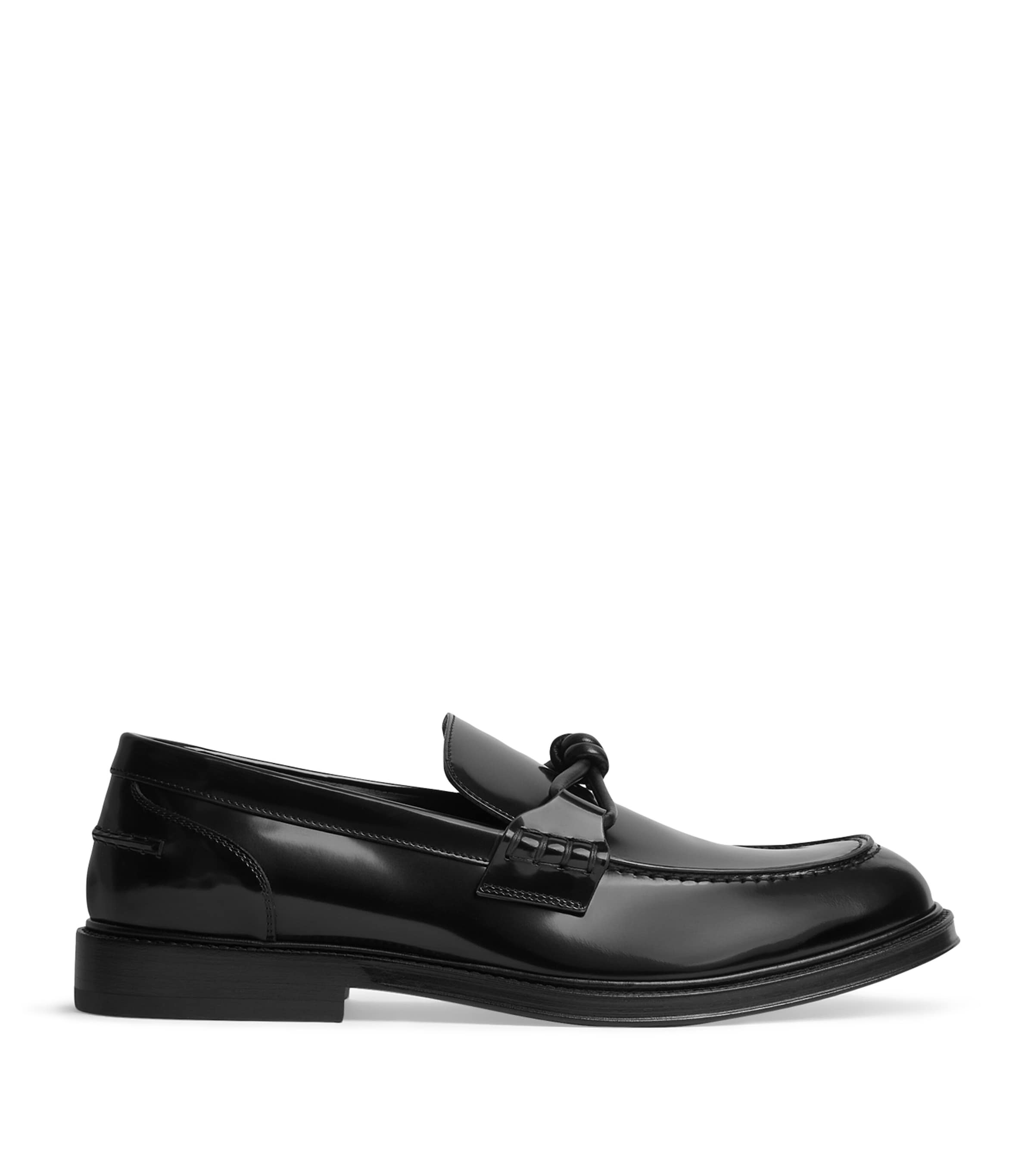 Bottega Veneta Men's Tie Brushed Calfskin Bit Loafers In Black