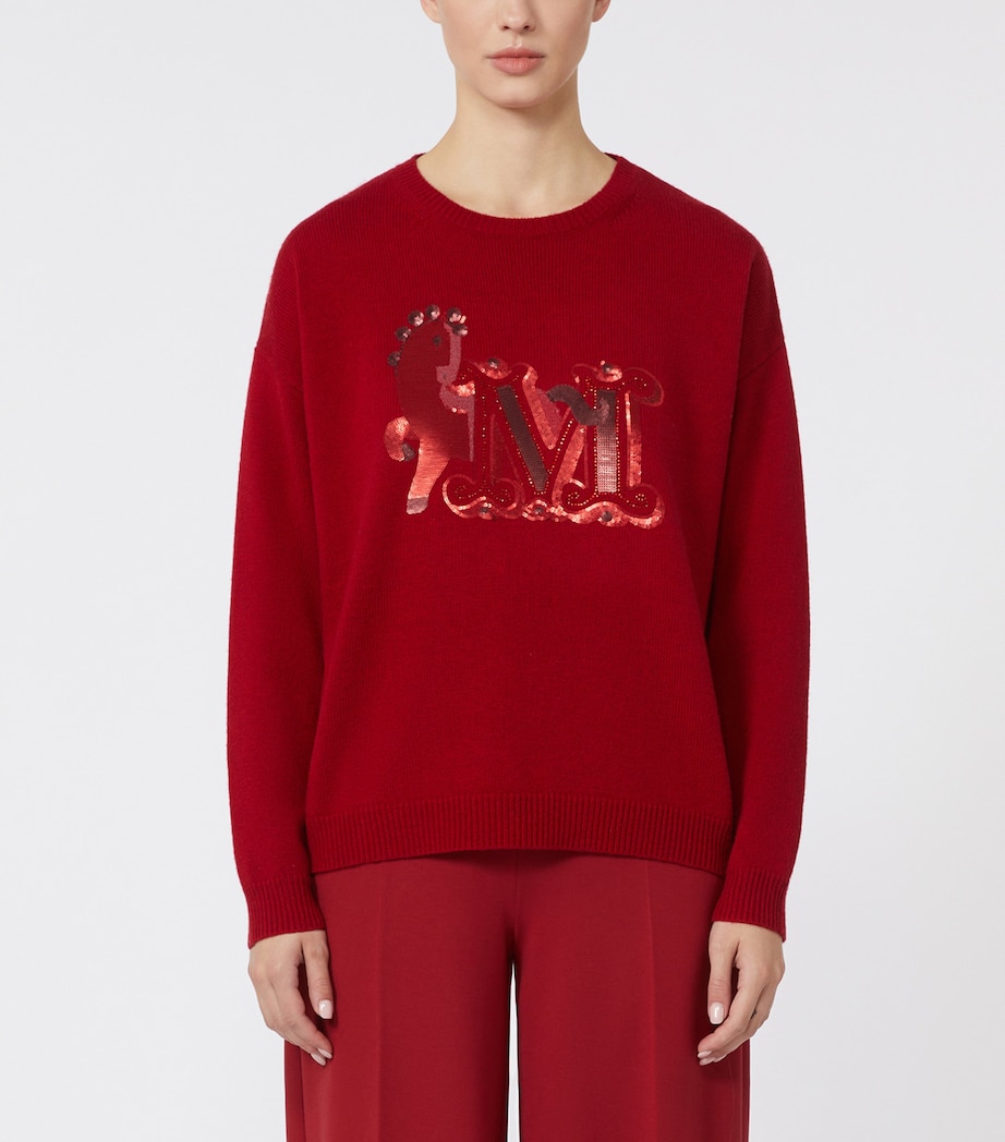 Wool-Cashmere Monogram Sweater DARK RED Image 3