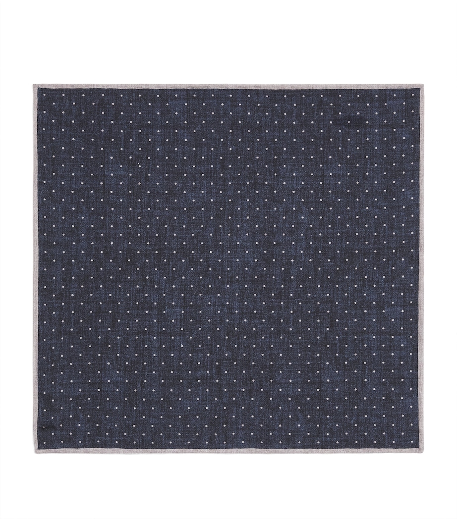 Eleventy Cotton-Wool Pocket Square Denim E Avorio Image 1