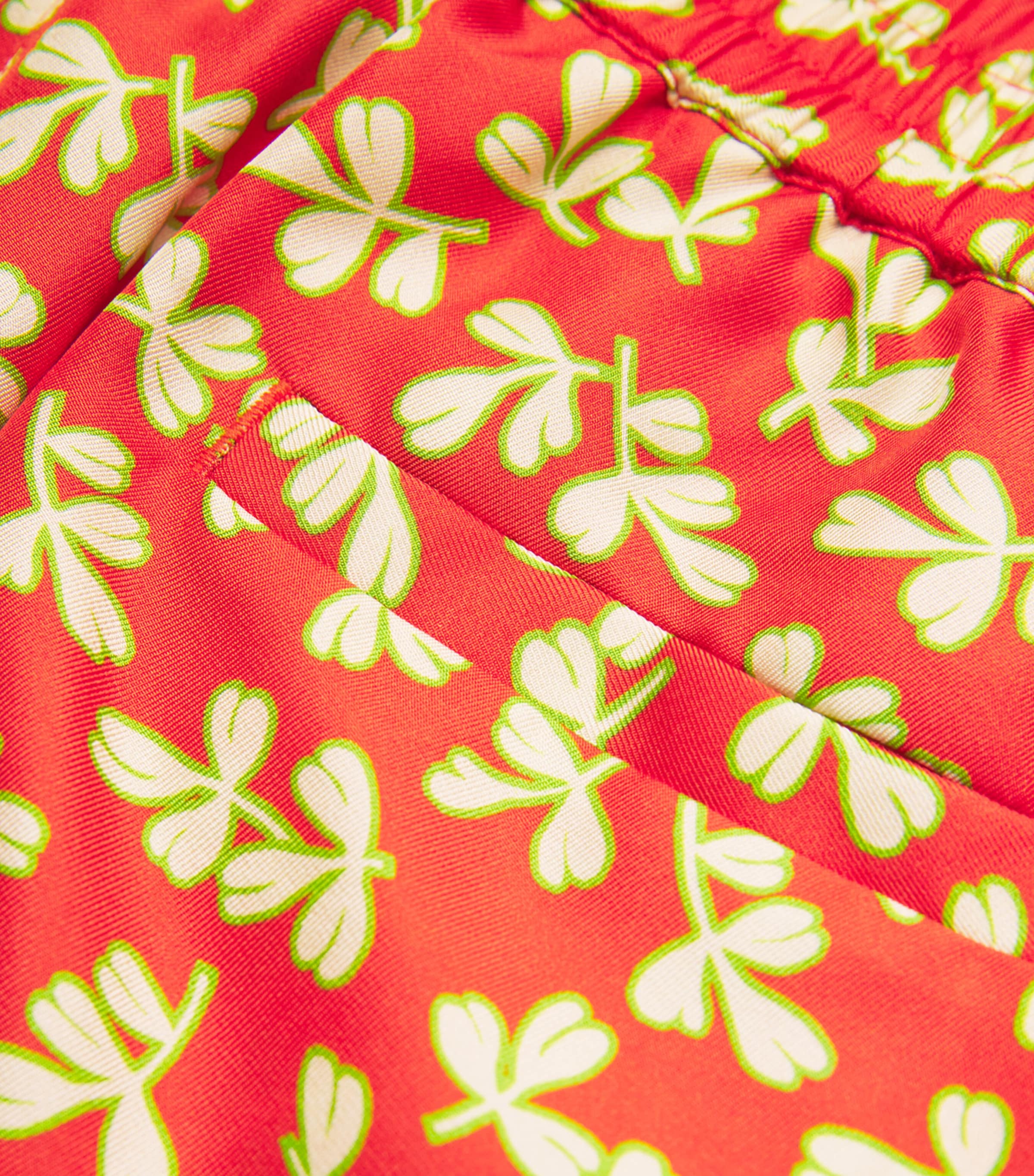Silk Leaf Print Shorts RED LITTLE LEAVES Image 5