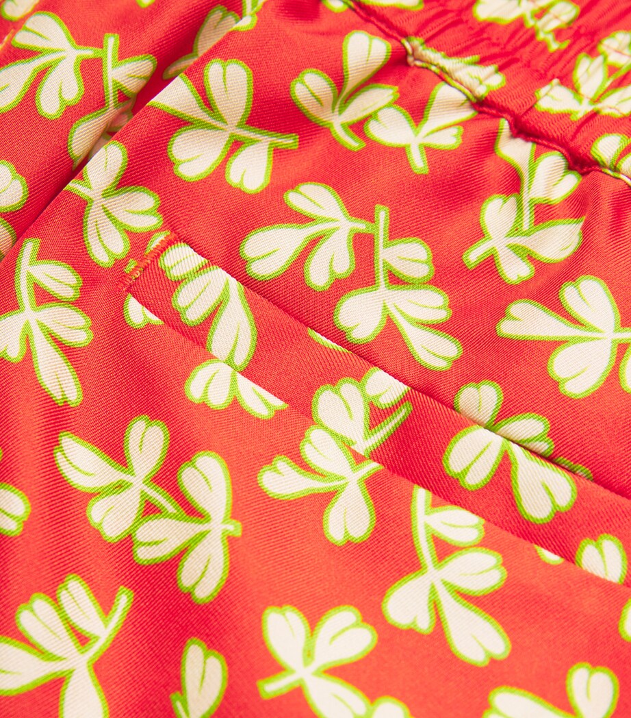 Silk Leaf Print Shorts RED LITTLE LEAVES Image 5