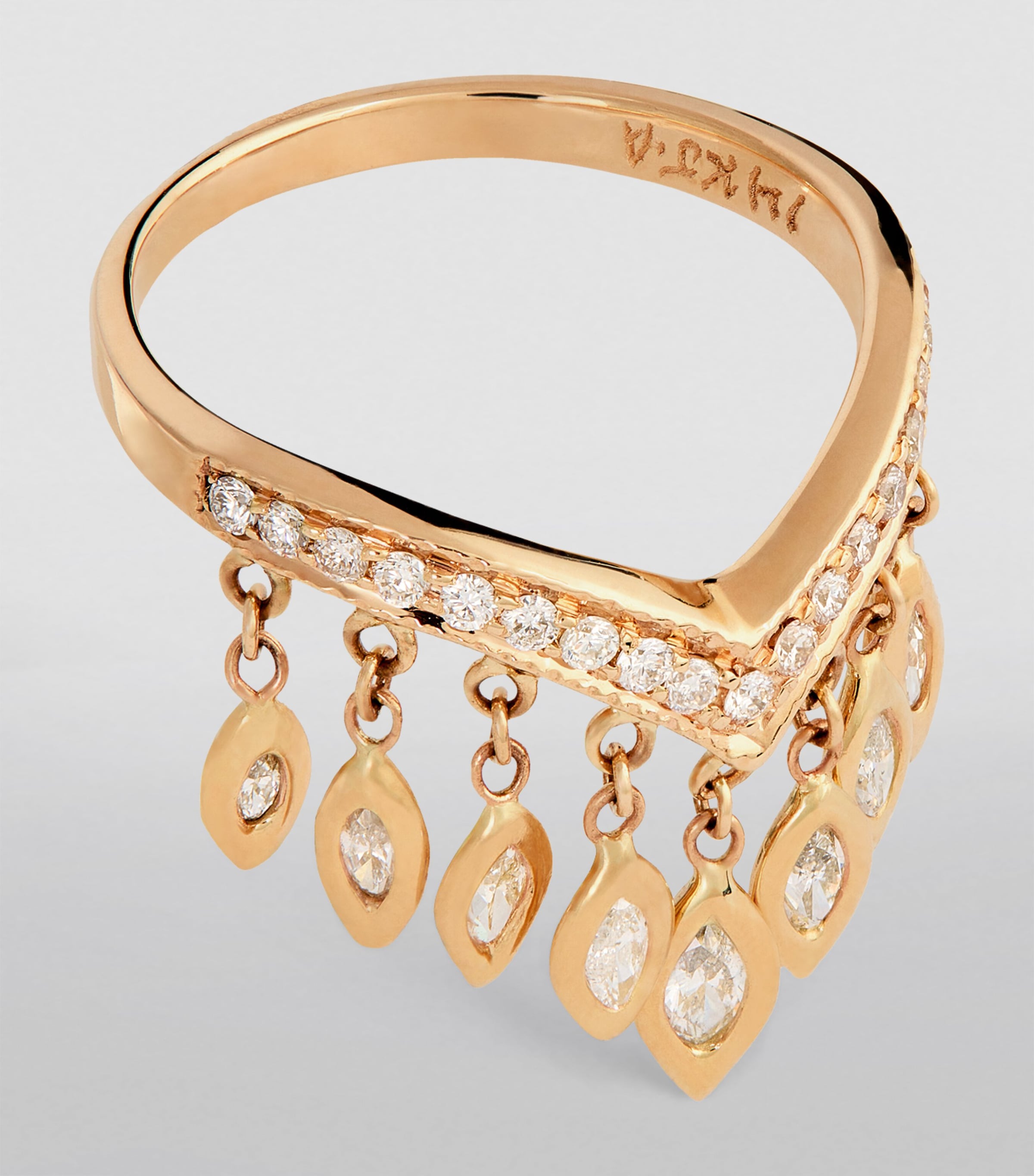 Jacquie Aiche Yellow Gold and Diamond Fringe Wishbone Ring Yellow Gold Image 2