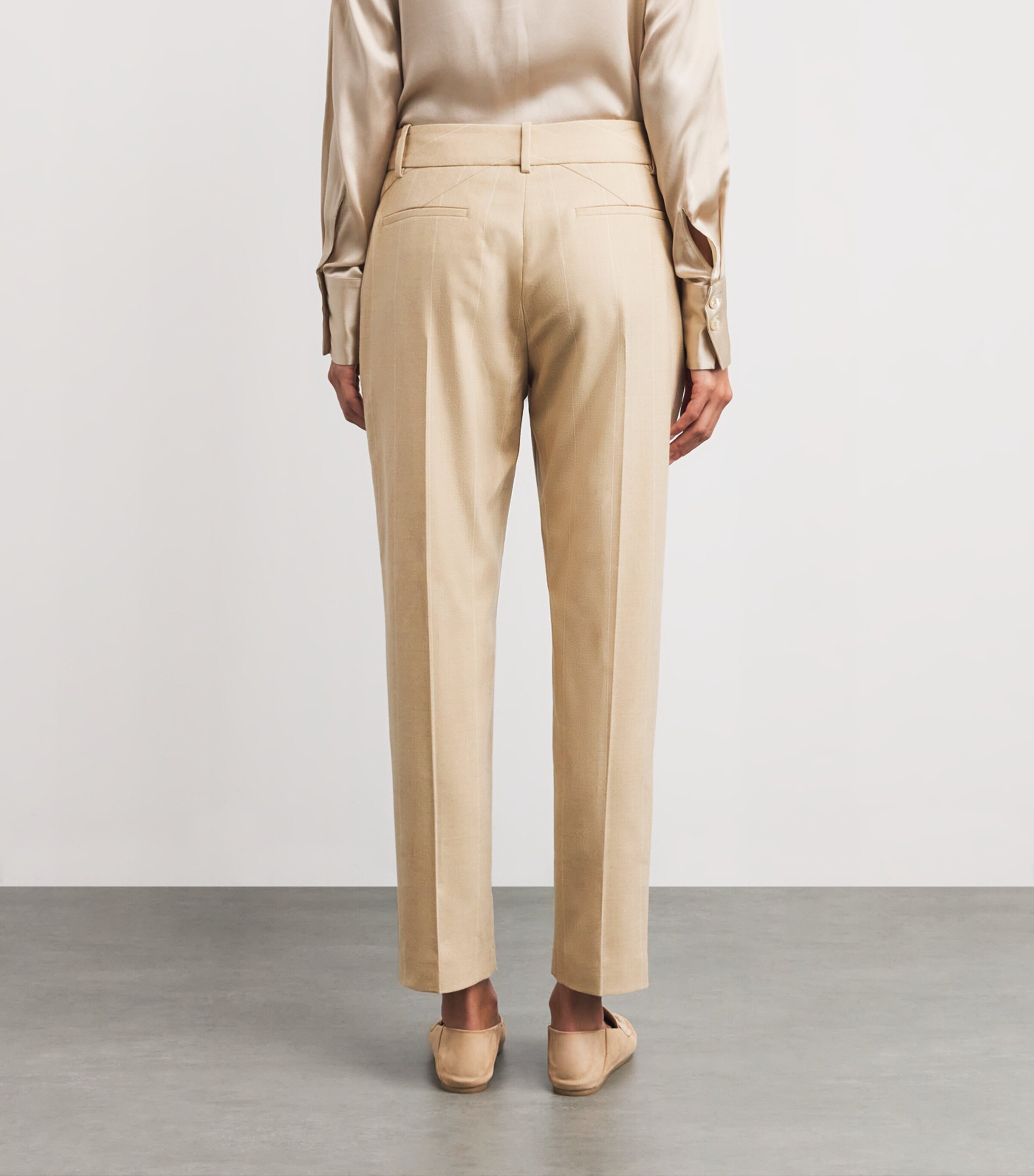 Wool Stripe Straight Trousers SABBIA Image 4