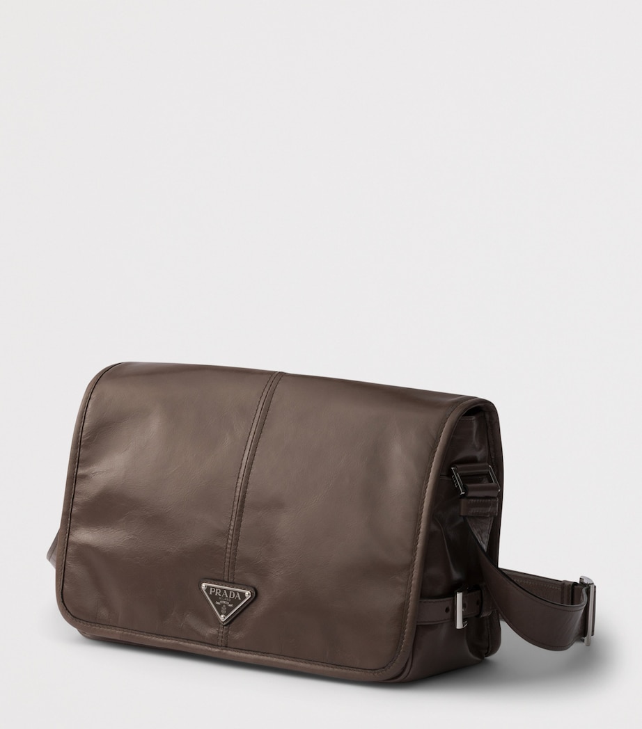 Prada Medium Leather Flap Shoulder Bag Grey Image 2