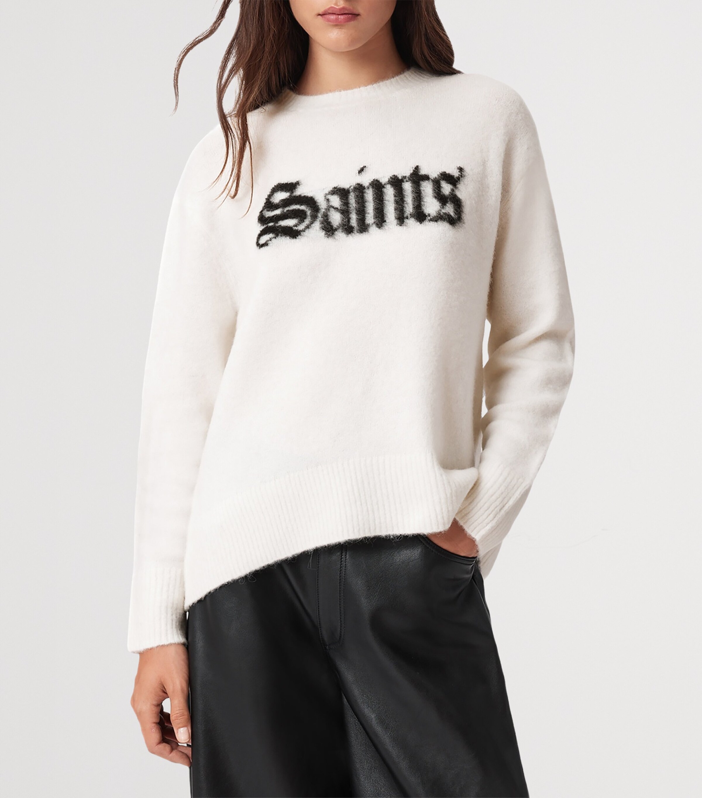 AllSaints Womens Saints and Sinners Sweater Chalk White/black Image 5