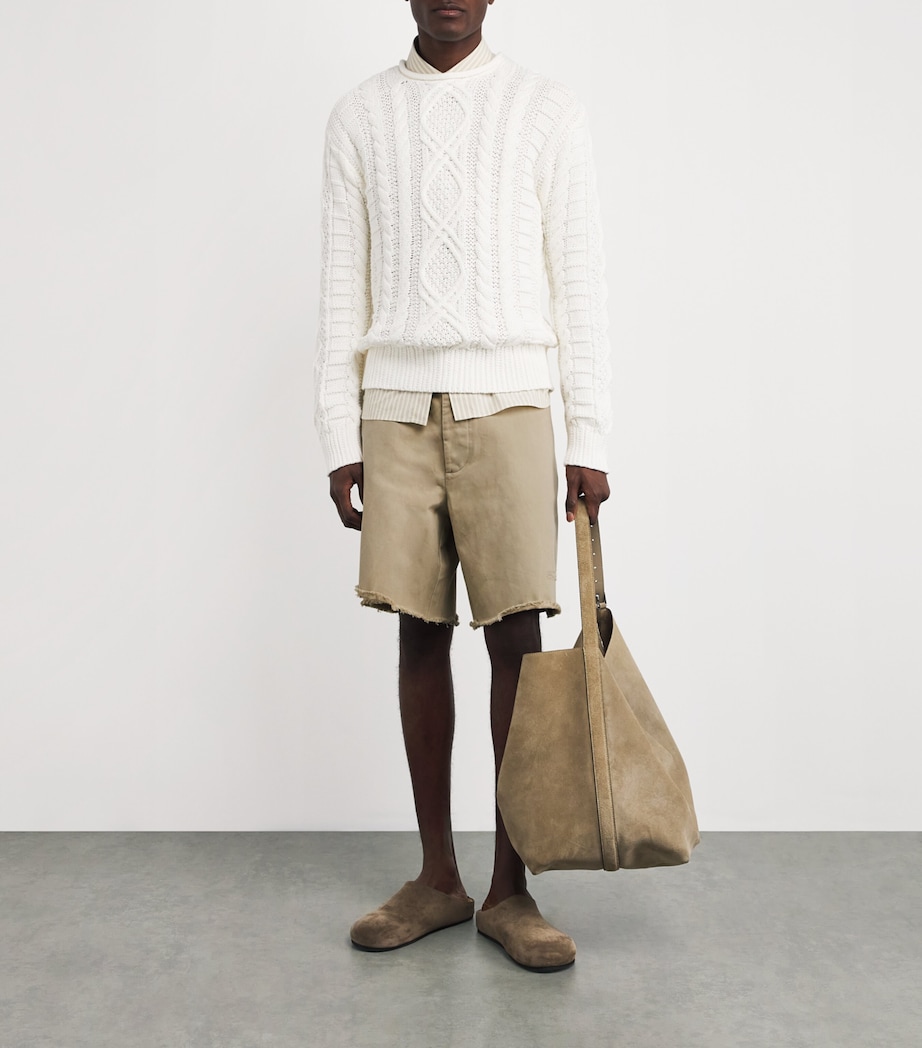 Cotton Distressed Chino Shorts TAN Image 2