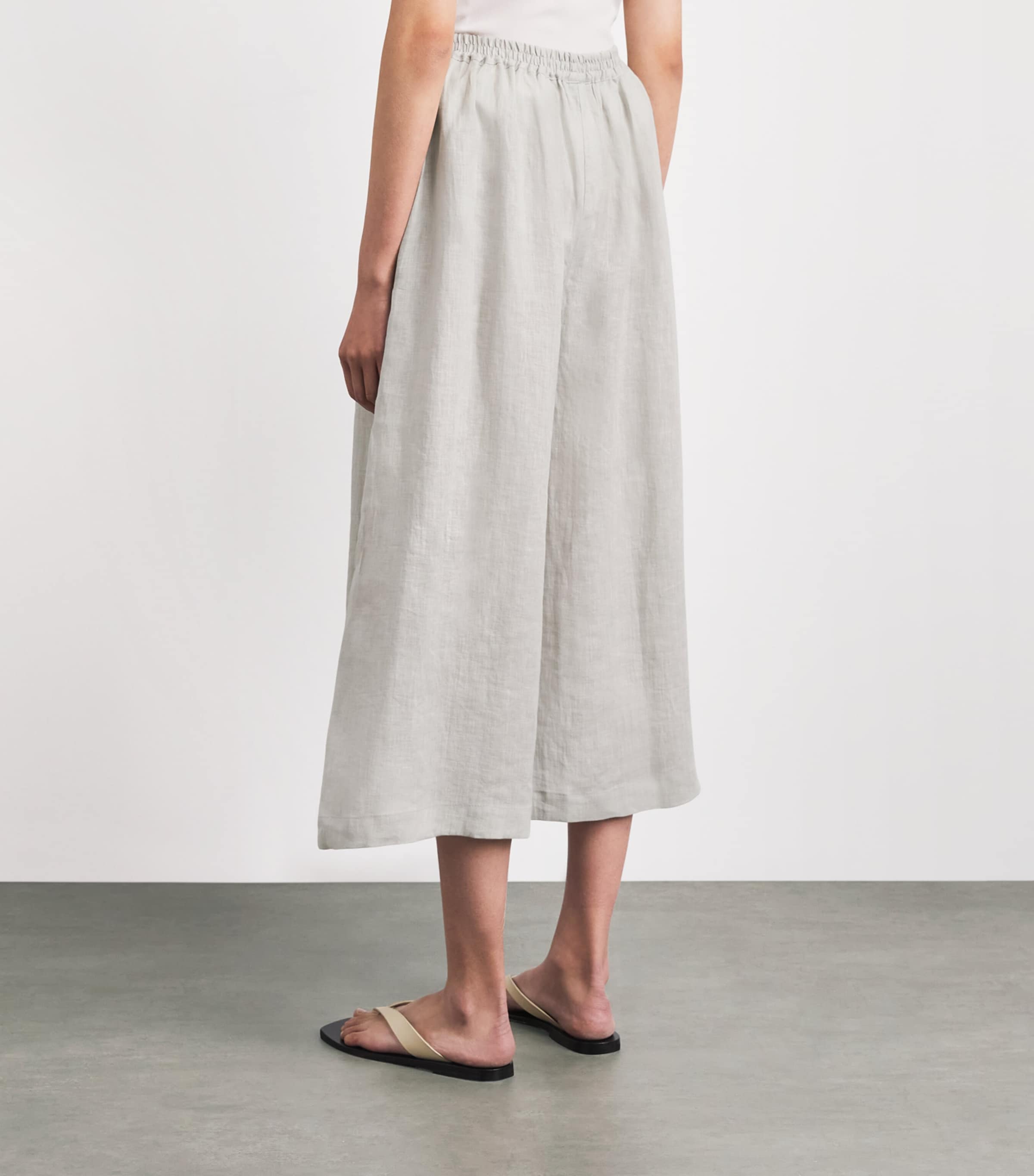 Eskandar Womens Linen Flared Culottes Silvertint Image 5