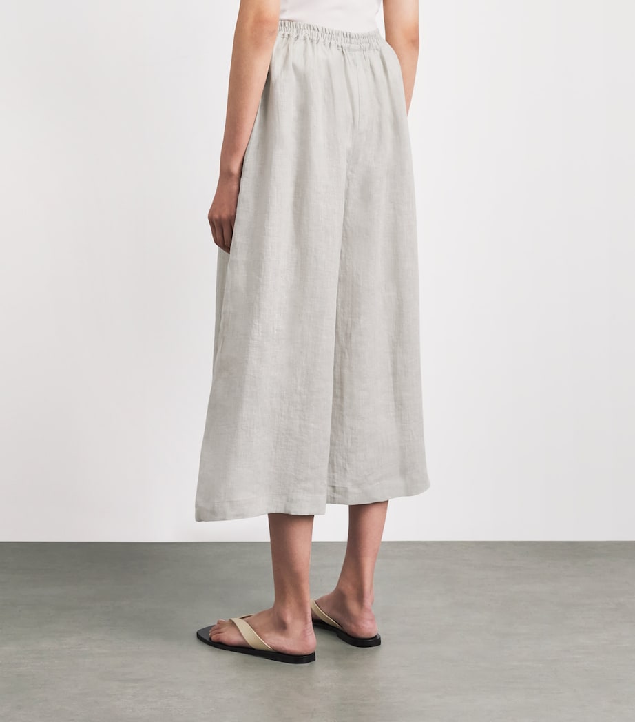 Eskandar Womens Linen Flared Culottes Silvertint Image 5