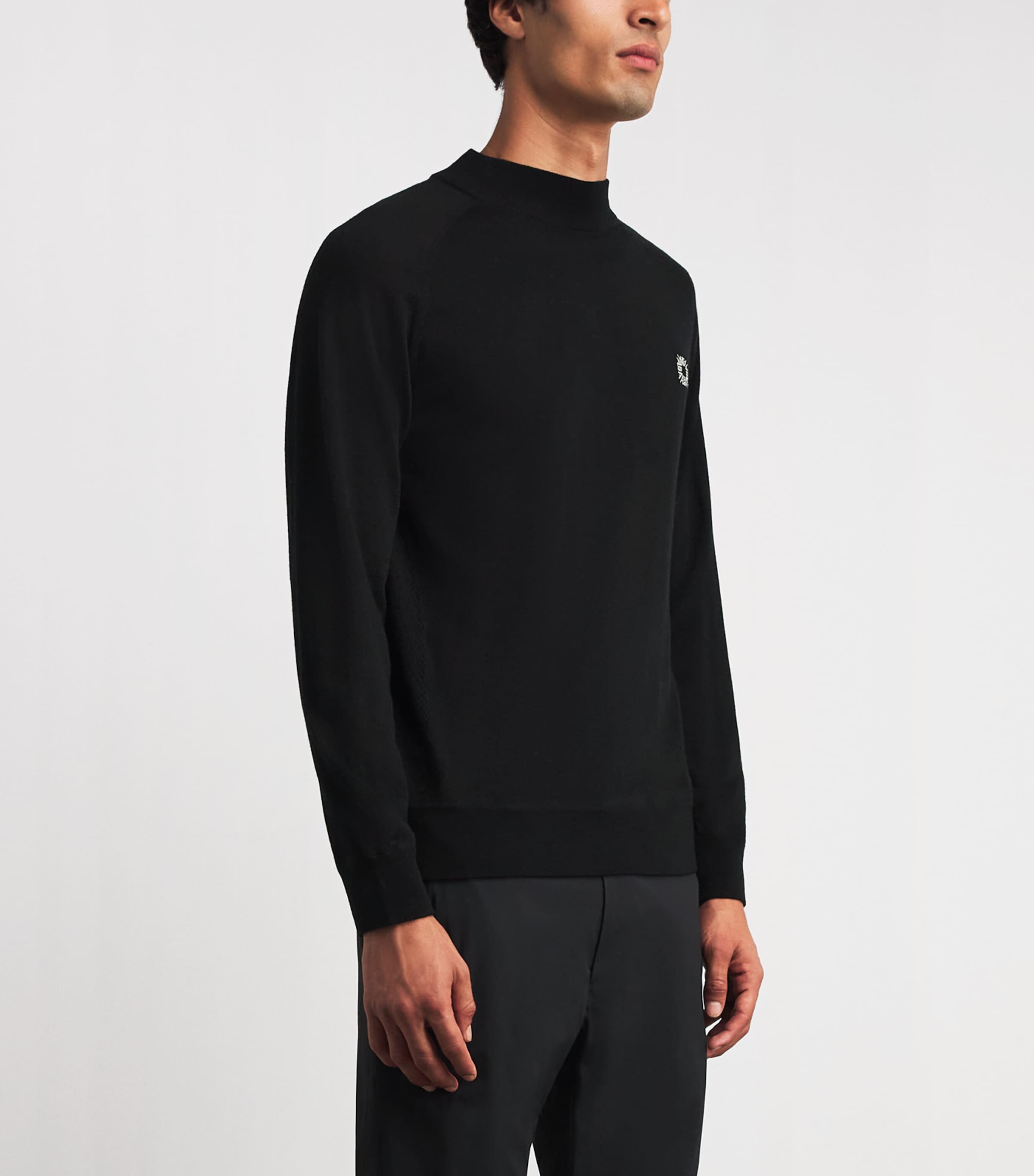 Alba Mens Wool Embroidered Sweater Black Image 4