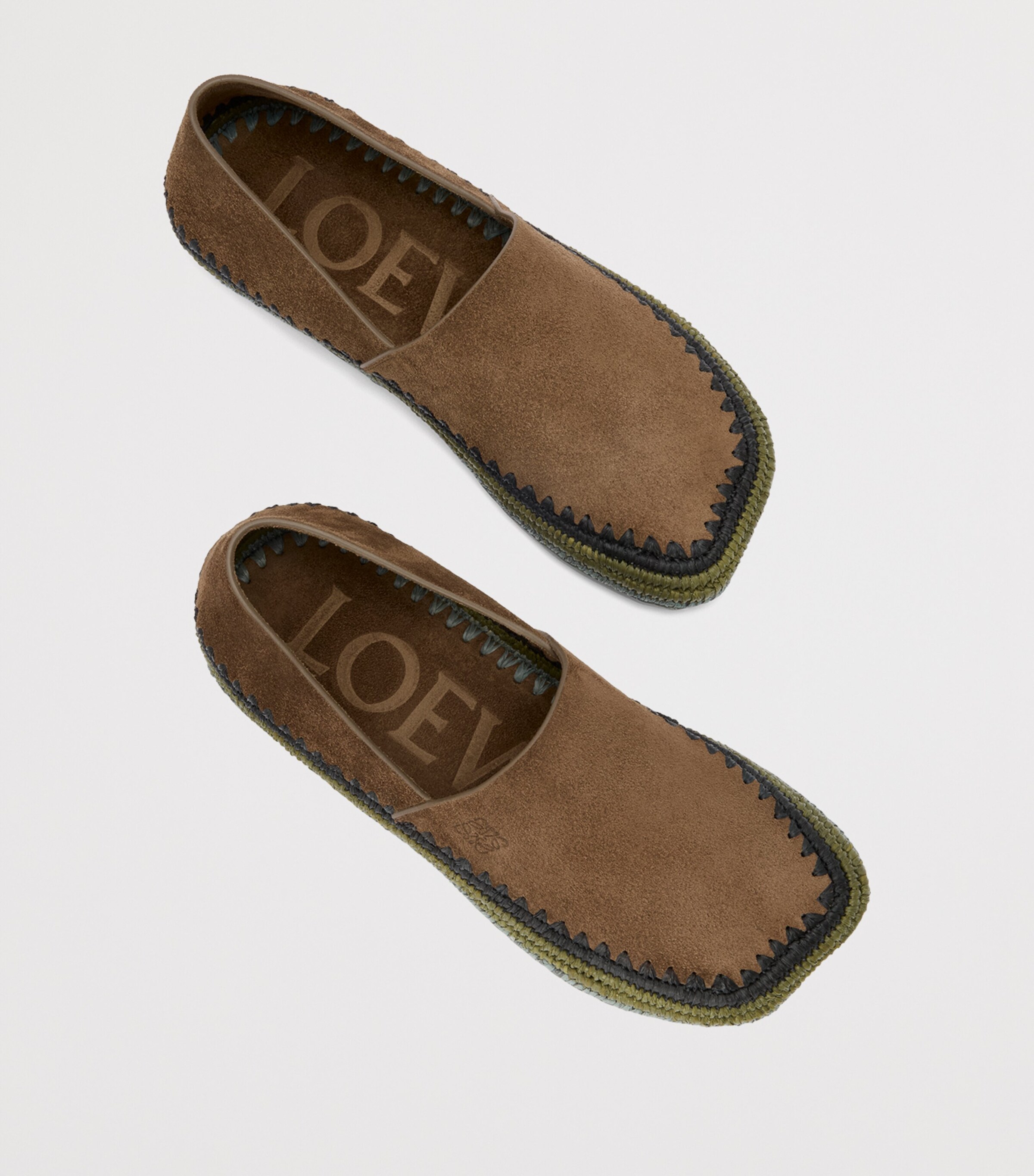 LOEWE Suede Raffia-Trim Rio Slippers | Harrods US