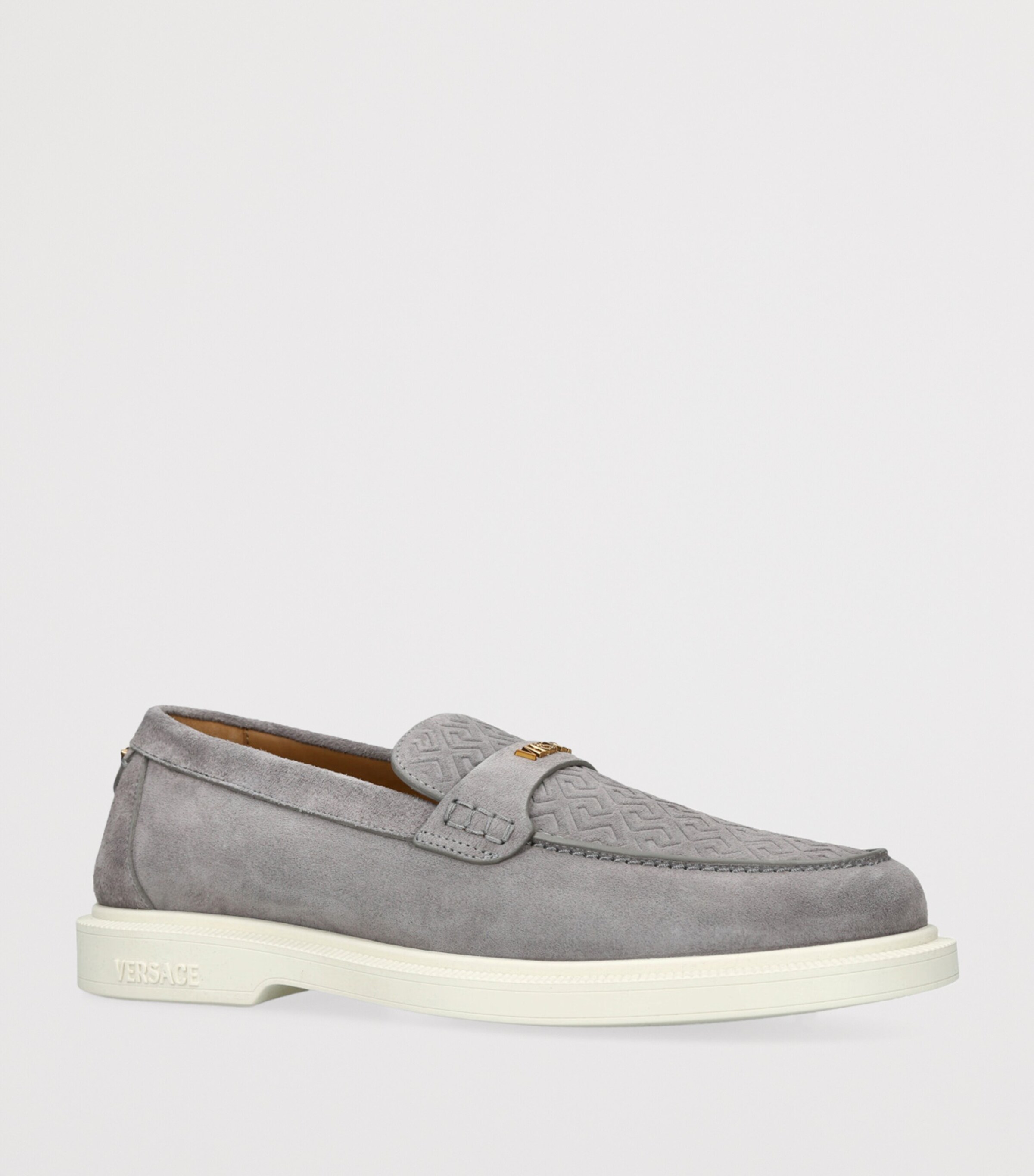 Suede Greco Monogram Loafers GREY Image 3