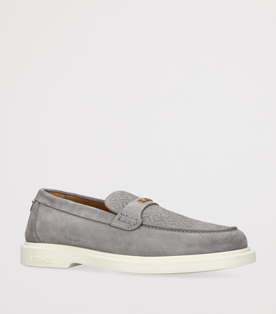 Suede Greco Monogram Loafers GREY Image 3