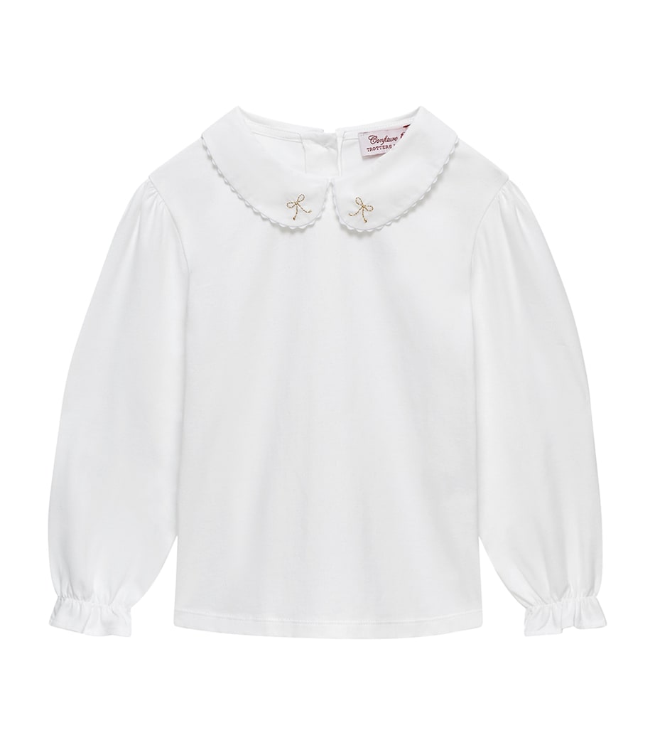 Bow-Detail Amelia Blouse (6-11 Years) WHITE/GOLD Image 1