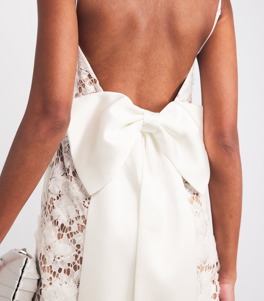 Lace Bow-Detail Mini Dress WHITE Image 6