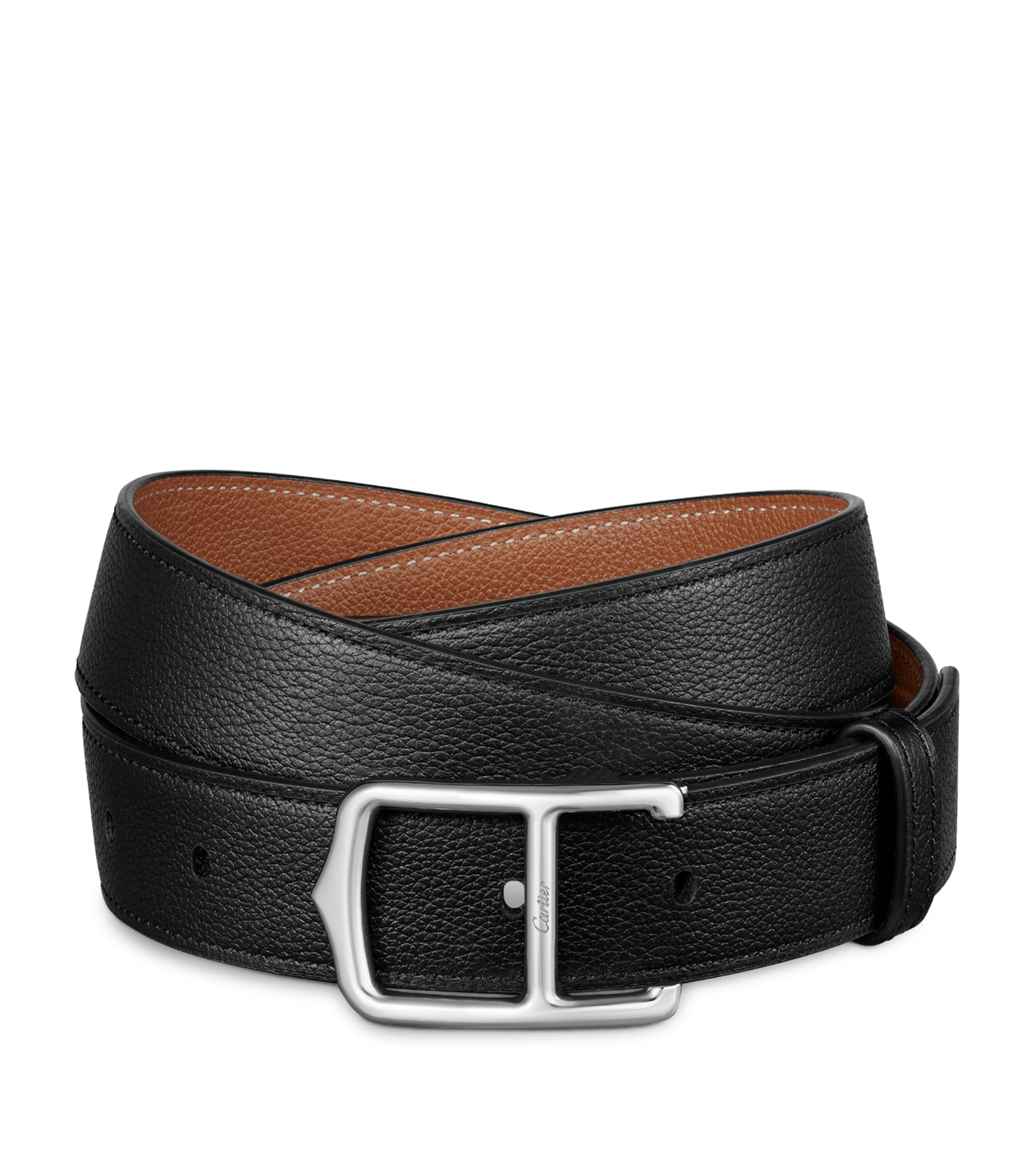Leather Reversible C Belt BLACK Image 1