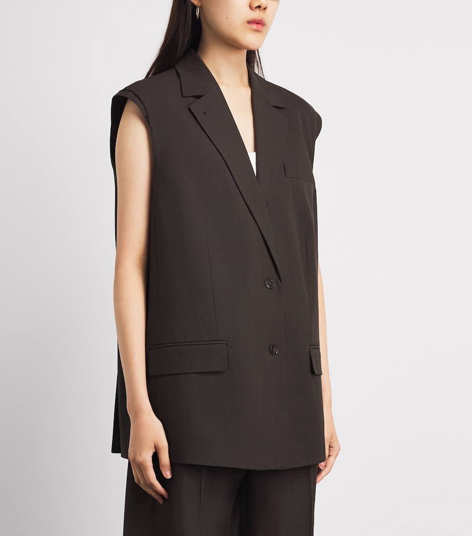 Herskind Womens Cohen Sleeveless Blazer Coffee Brown Image 4