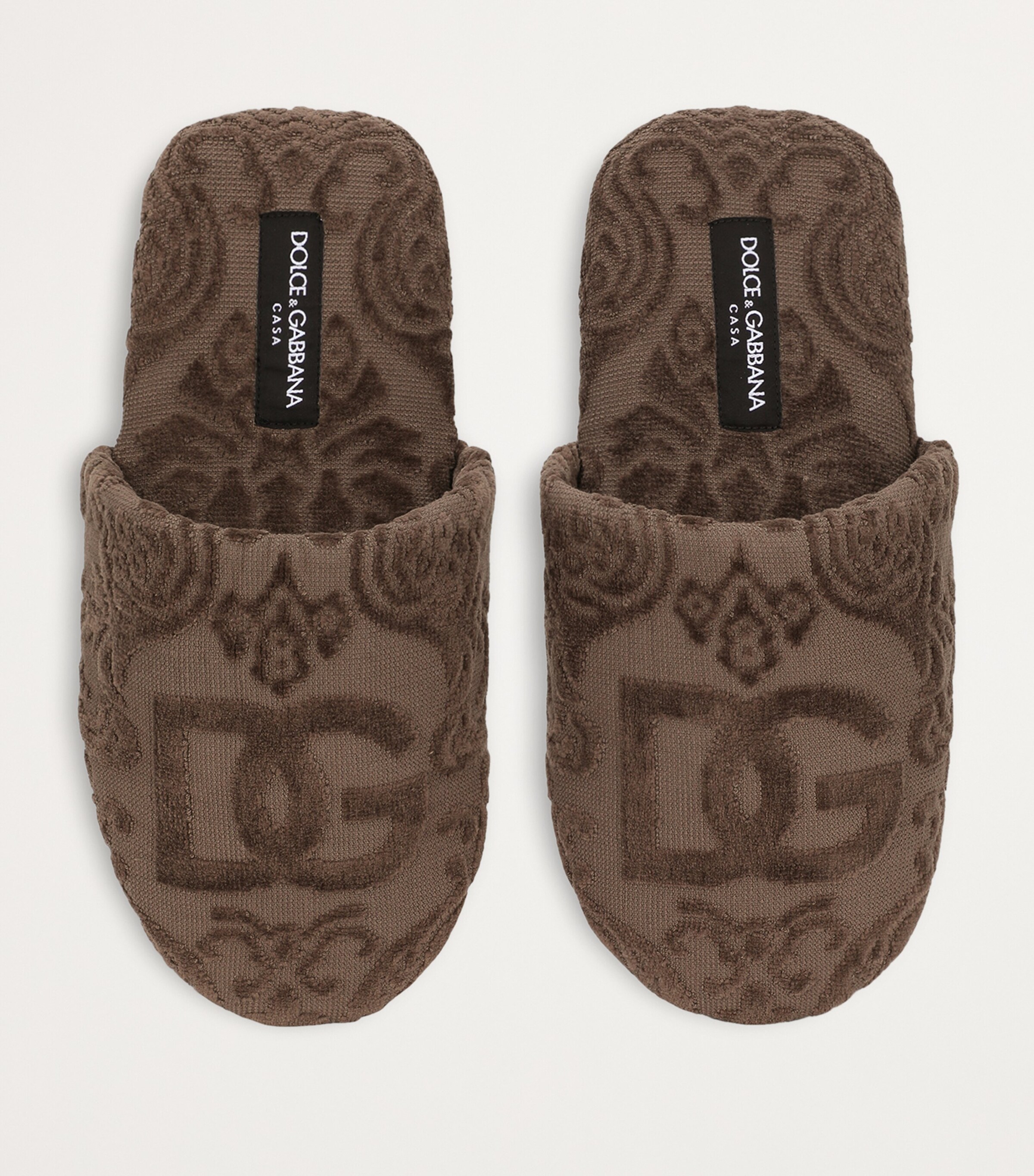 Dolce&Gabbana Casa Terry Cotton DG Slippers Marrone Image 3
