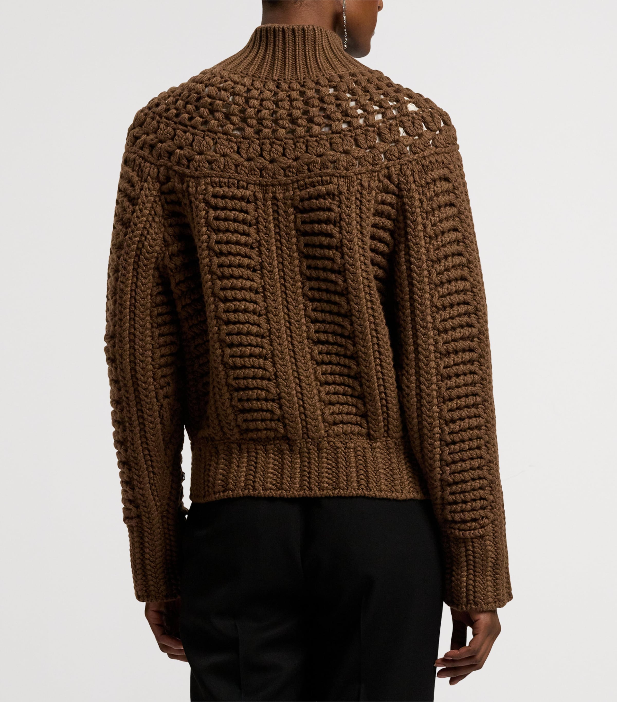Cashmere Hand-Knit Yoke Cardigan COGNAC Image 10