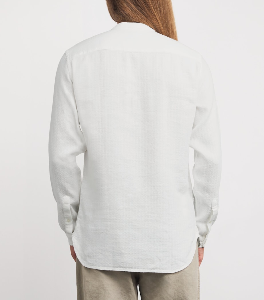 Linen Cotton-Blend Grandad Shirt CREAM Image 4