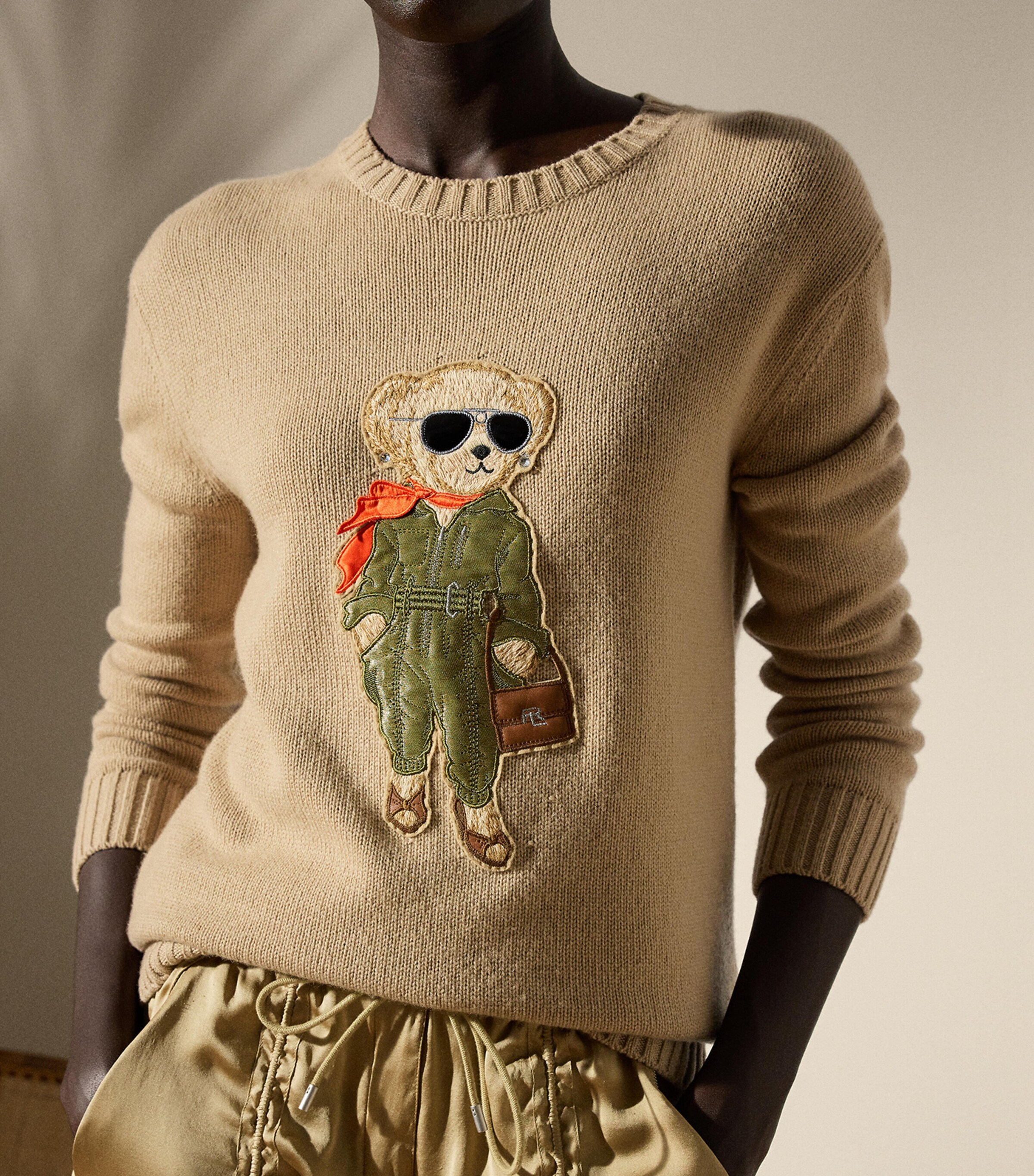 Cashmere Polo Bear Sweater LUX TAN Image 5