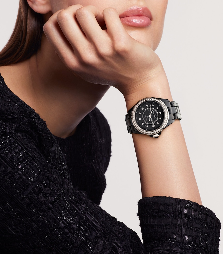 Ceramic, Steel and Diamond J12 Calibre 12.1 Watch 38mm BLACK Image 2