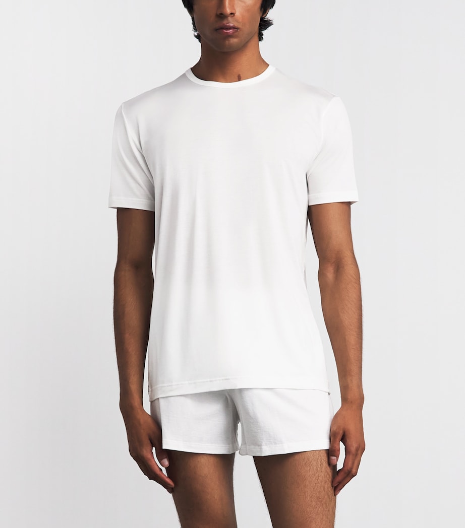 Sunspel Mens Stretch-Tencel T-Shirt Whaa White Image 2