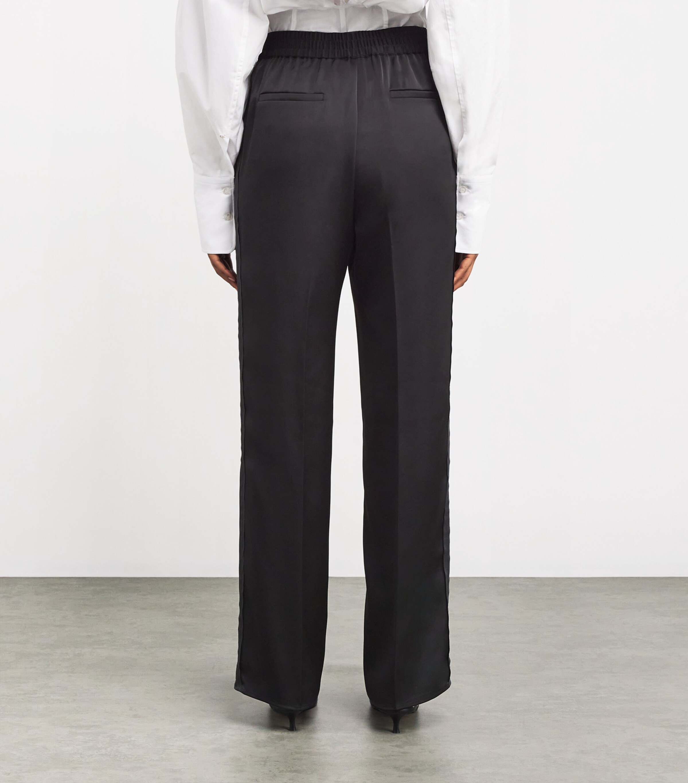 MAX&Co. Womens Satin Tuxedo Straight Trousers Black Image 4