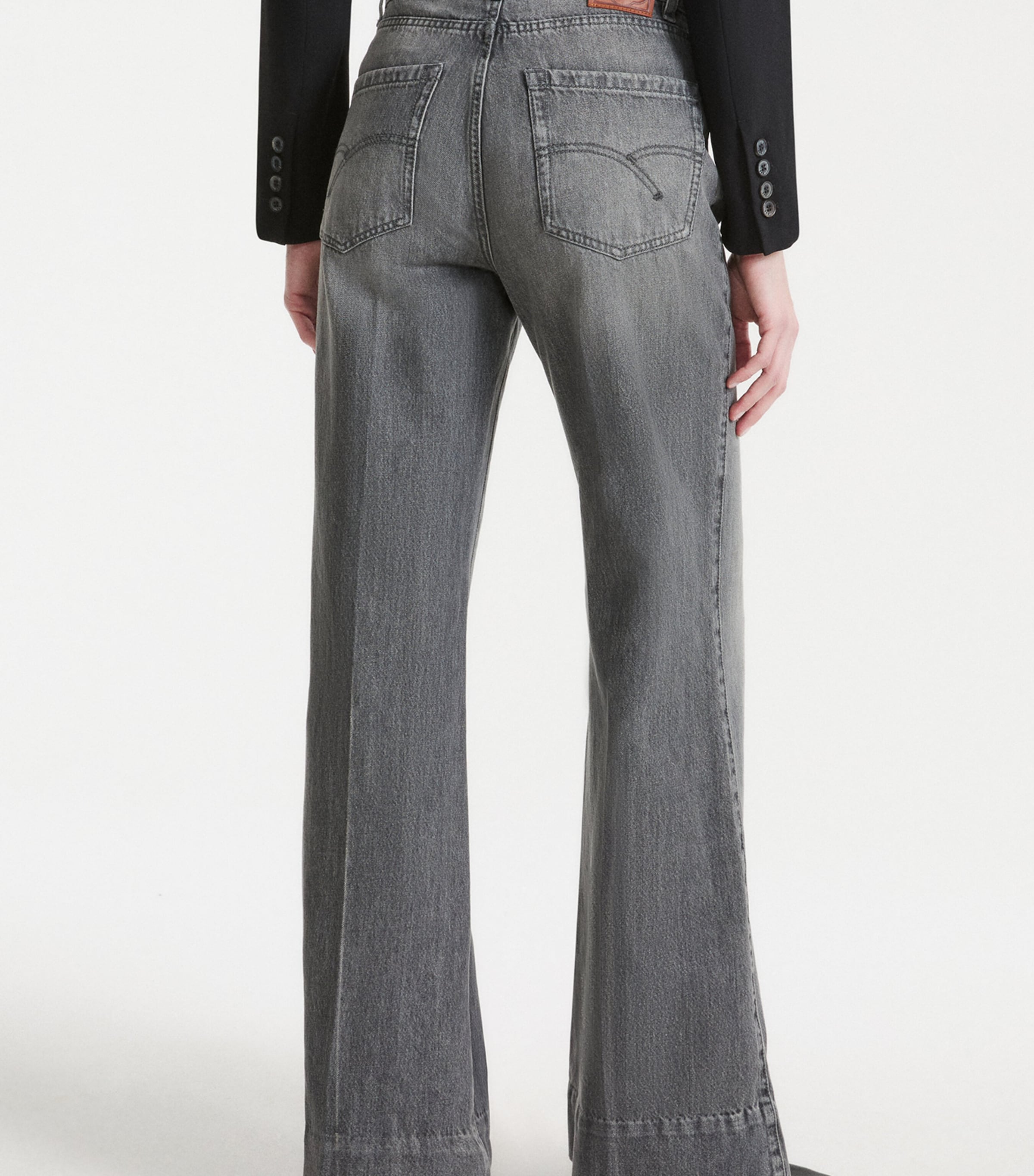 Marella Womens Mid-Rise Wide-Leg Trousers Grey Image 3