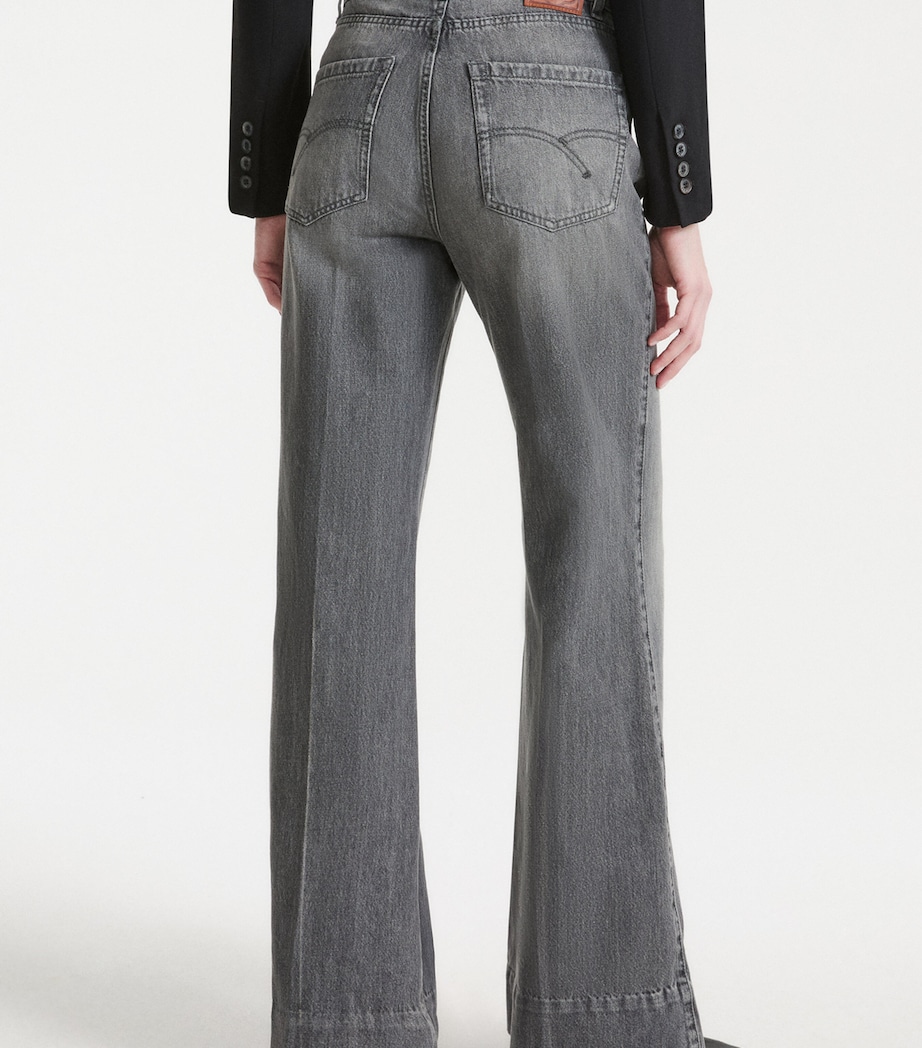 Marella Womens Mid-Rise Wide-Leg Trousers Grey Image 3