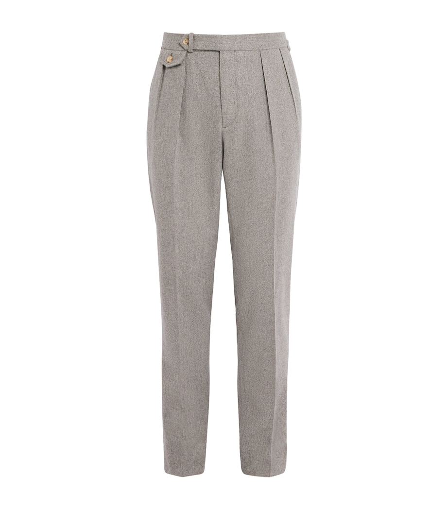 Wool Flannel Pleated Trousers GREY Image 1