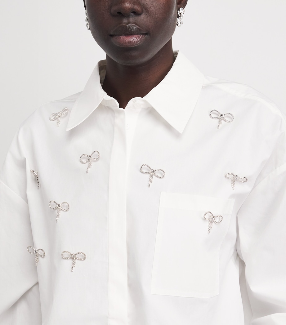 Maje Womens Cotton Bow-Embellished Shirt White Image 3