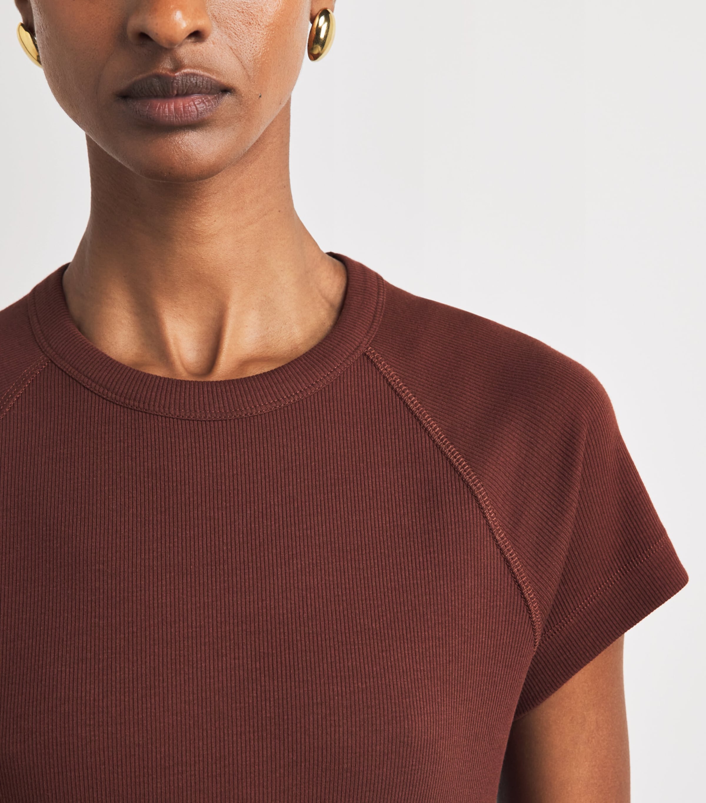ME+EM Womens Slim Ultimate Raglan T-Shirt Cinnamon Brown Image 3