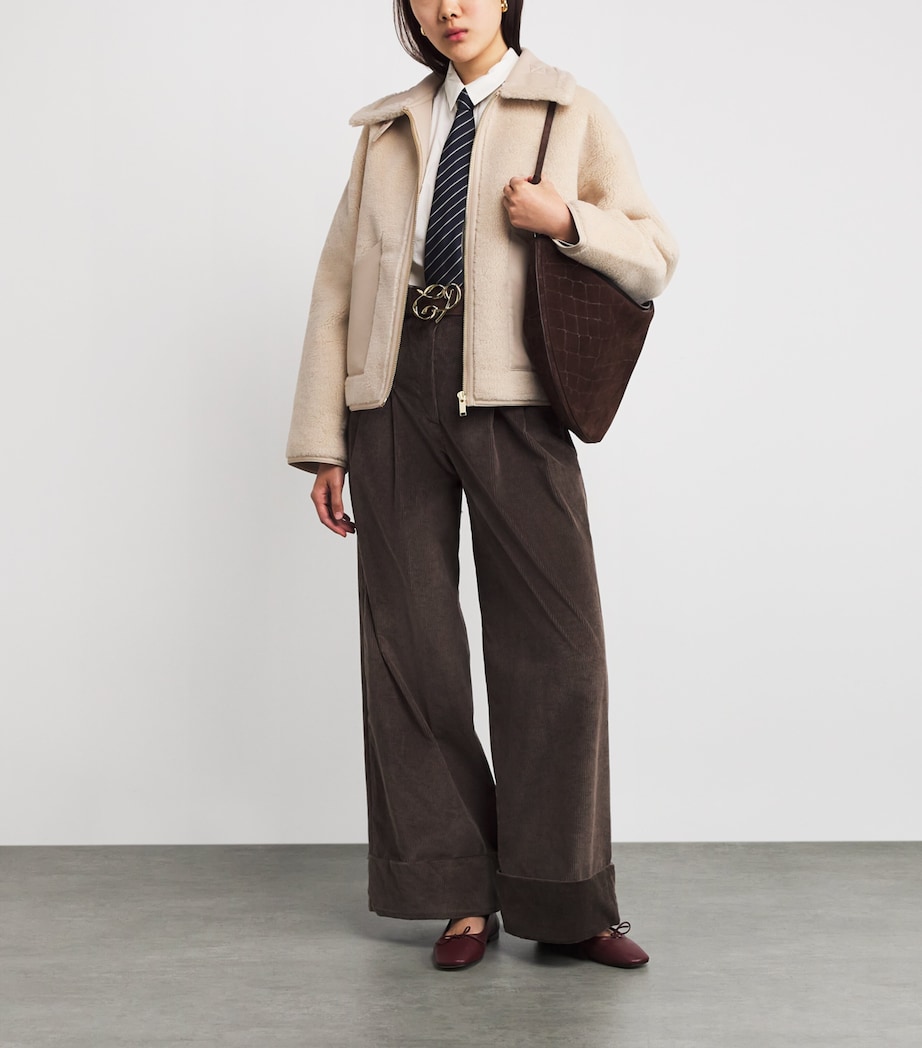 Faux Leather-Shearling Biker Jacket BEIGE Image 2