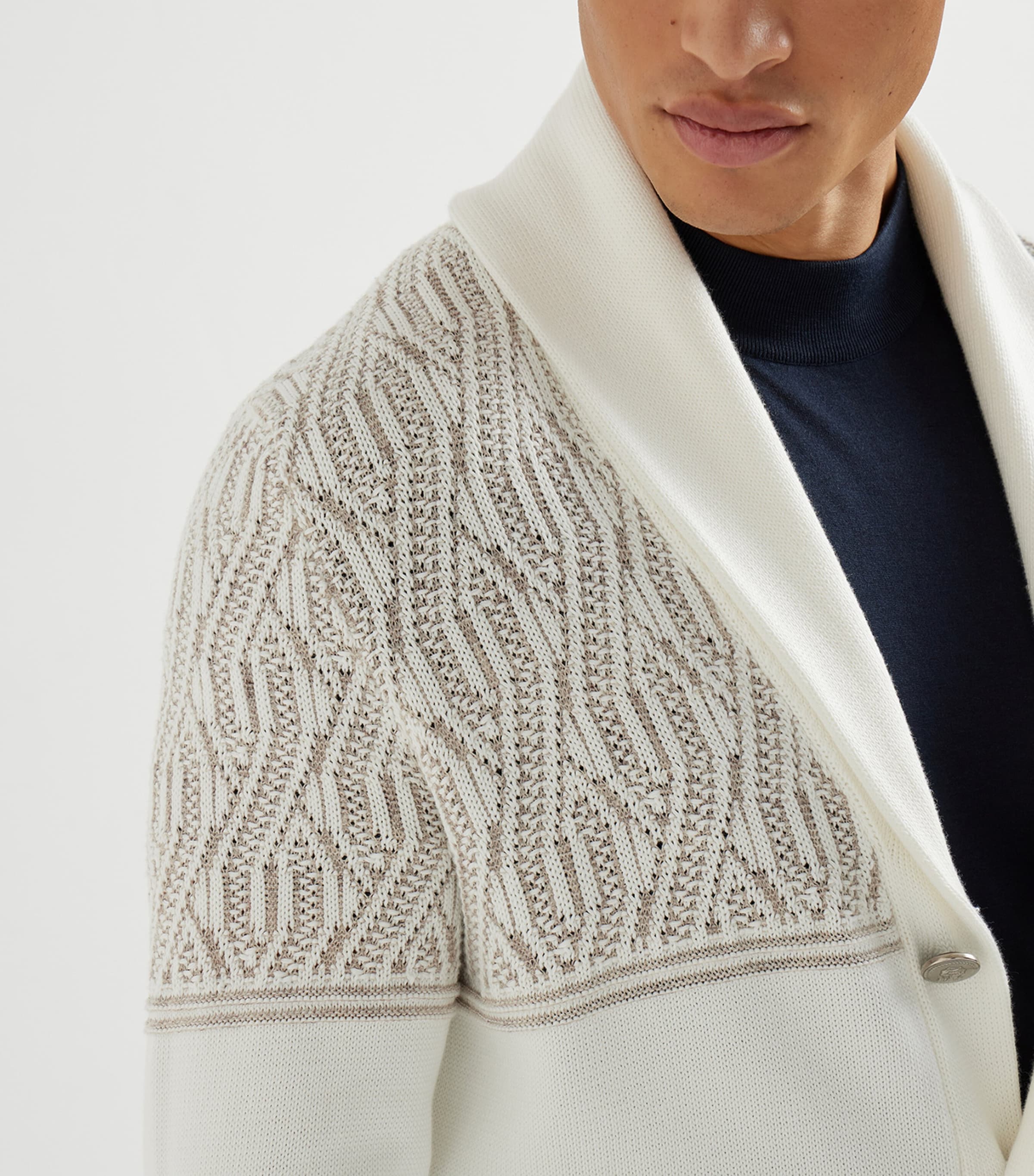Jacquard Shawl-Collar Cardigan CPK51 Image 6