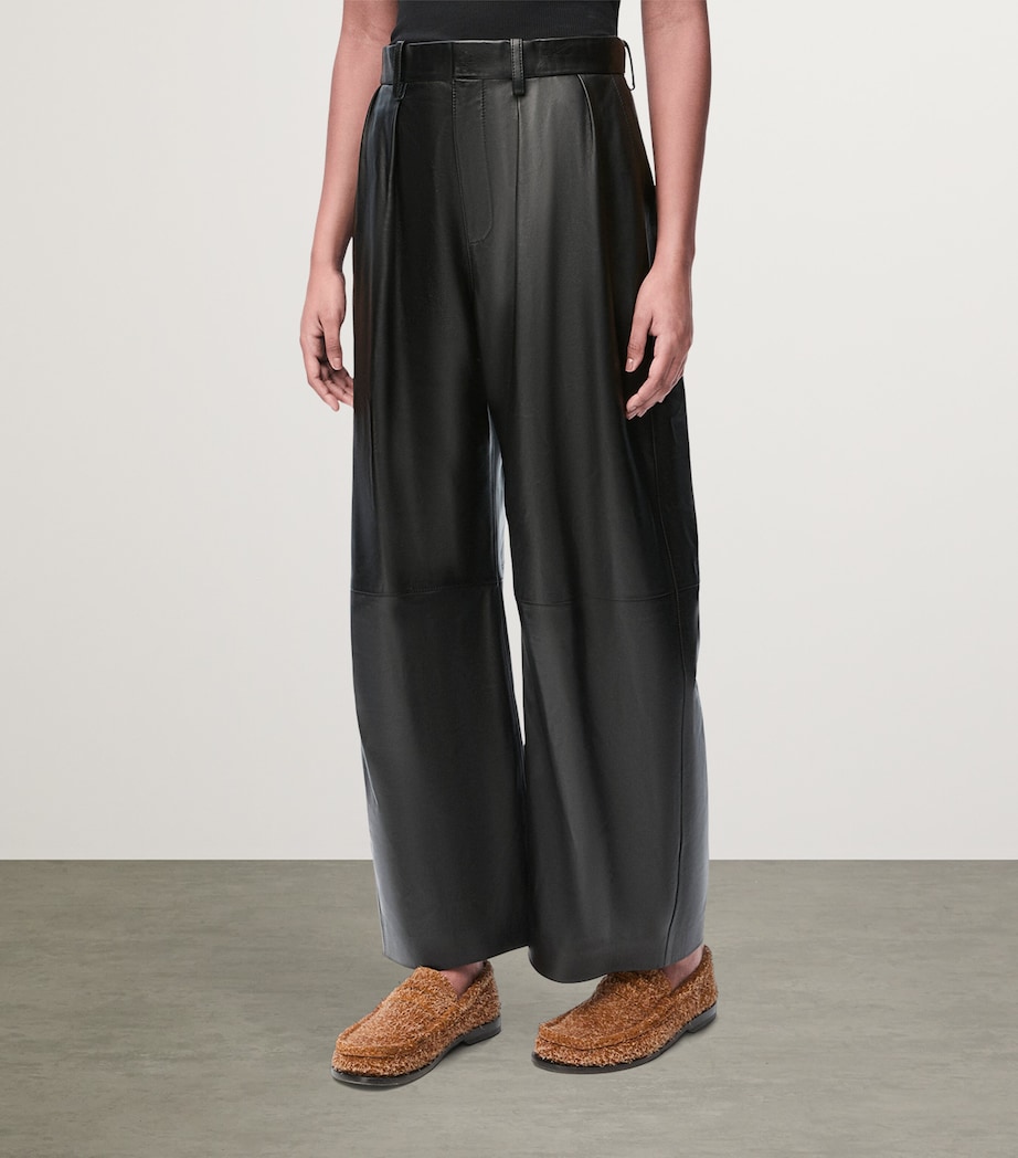 Leather Barrel Trousers BLACK Image 2