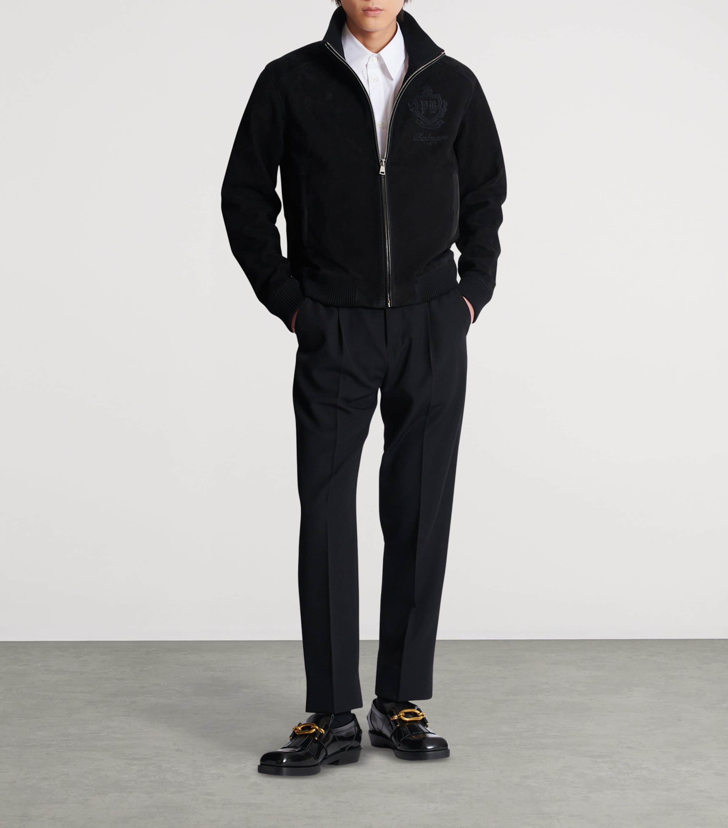 Suede College Emblem Jacket 0PA NOIR Image 6