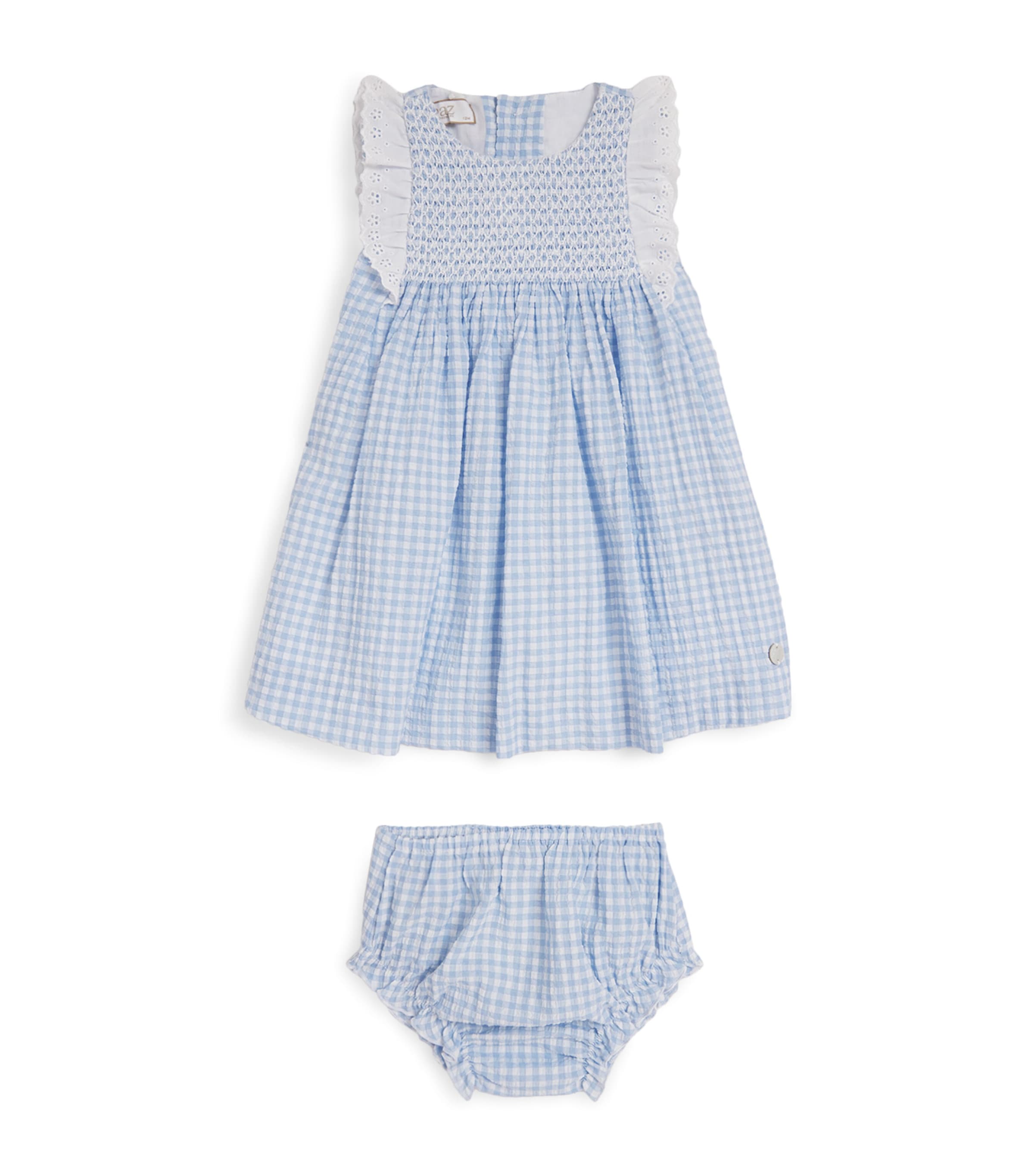 Cotton-Blend Gingham Dress and Bloomers Set (3-36 Months) 801 T1698 SKY BLUE Image 1