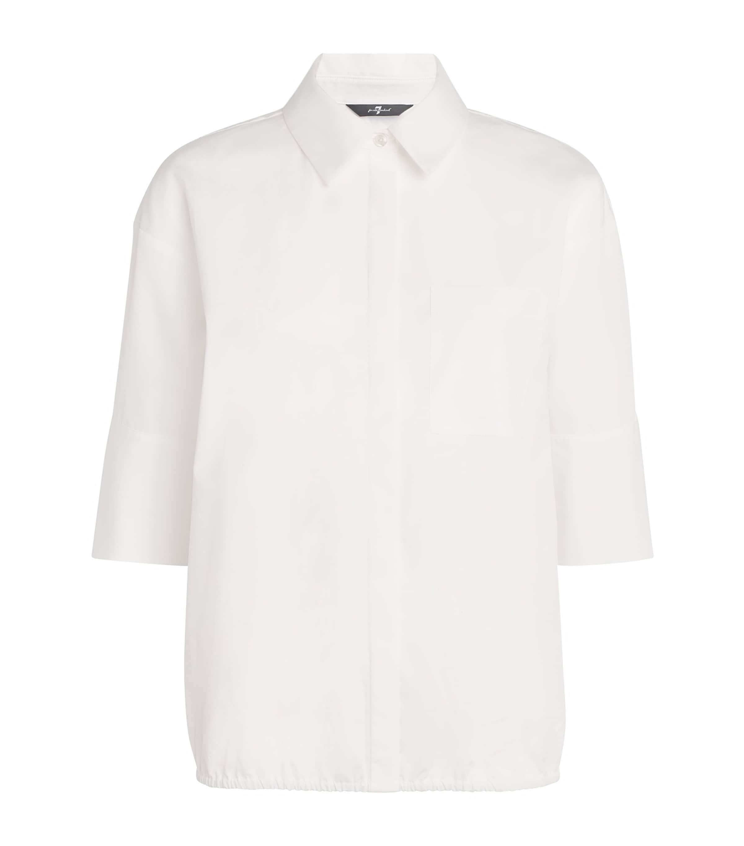 7 For All Mankind Womens Cotton Short-Sleeve Shirt Popelne Optica Image 1