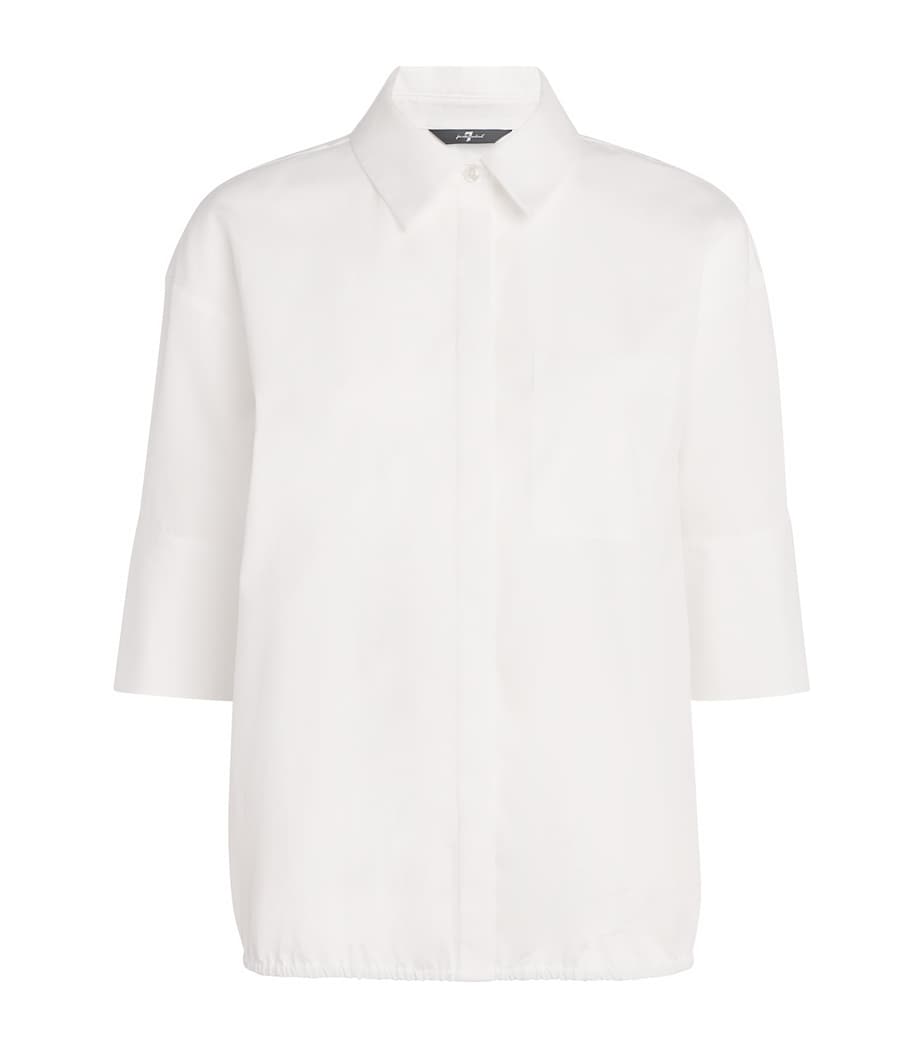 7 For All Mankind Womens Cotton Short-Sleeve Shirt Popelne Optica Image 1