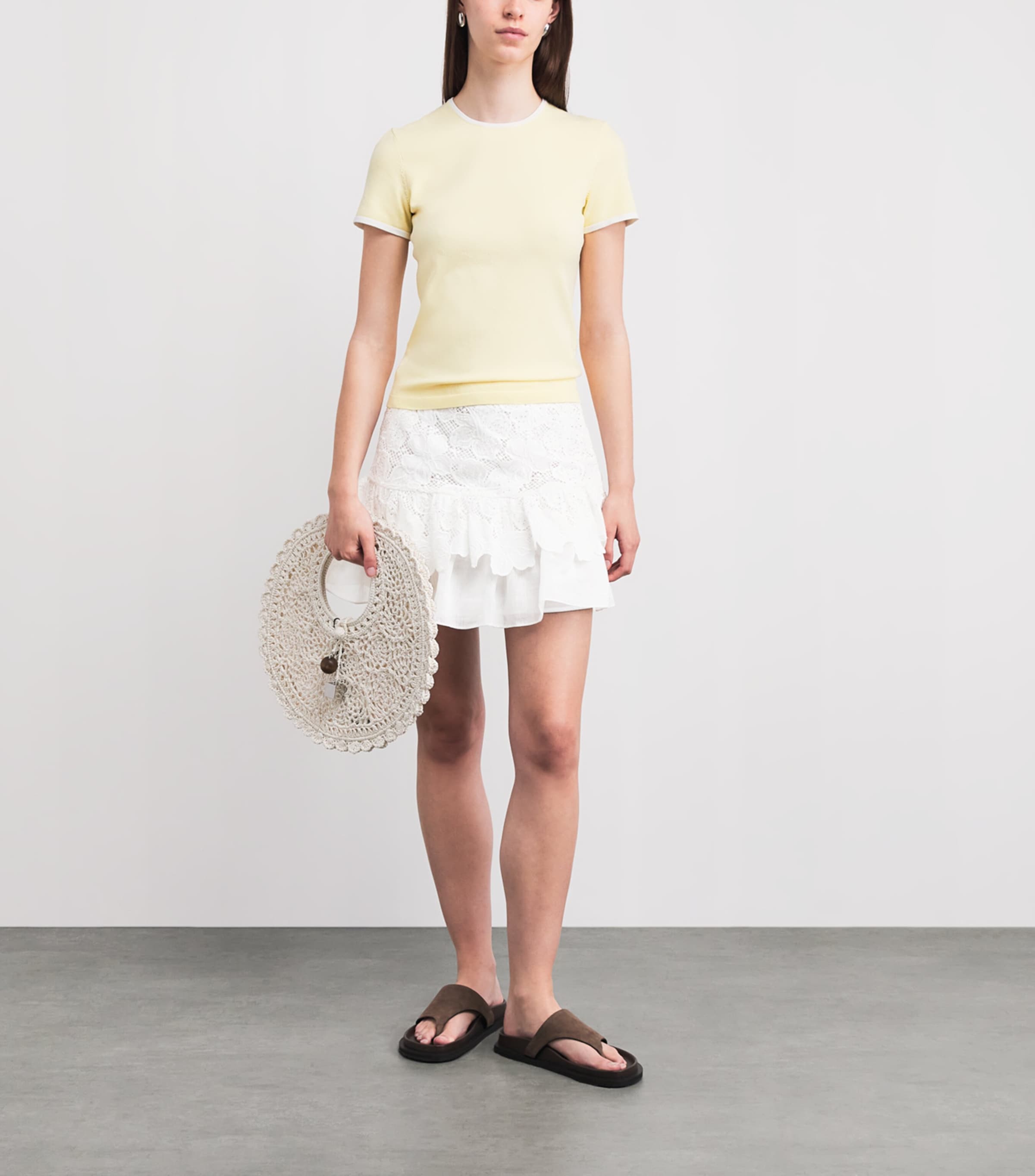 Sandro Paris Womens Guipure Lace Mini Skirt White Image 2
