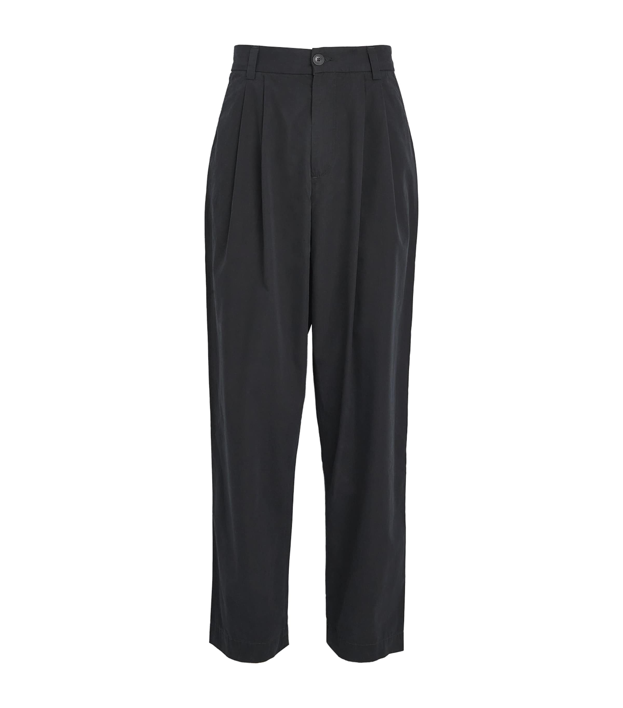 Agolde Cotton Pleated Slater Trousers In Black