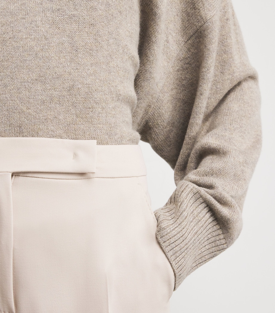 Virgin Wool Straight Tailored Trousers IVORY Image 6