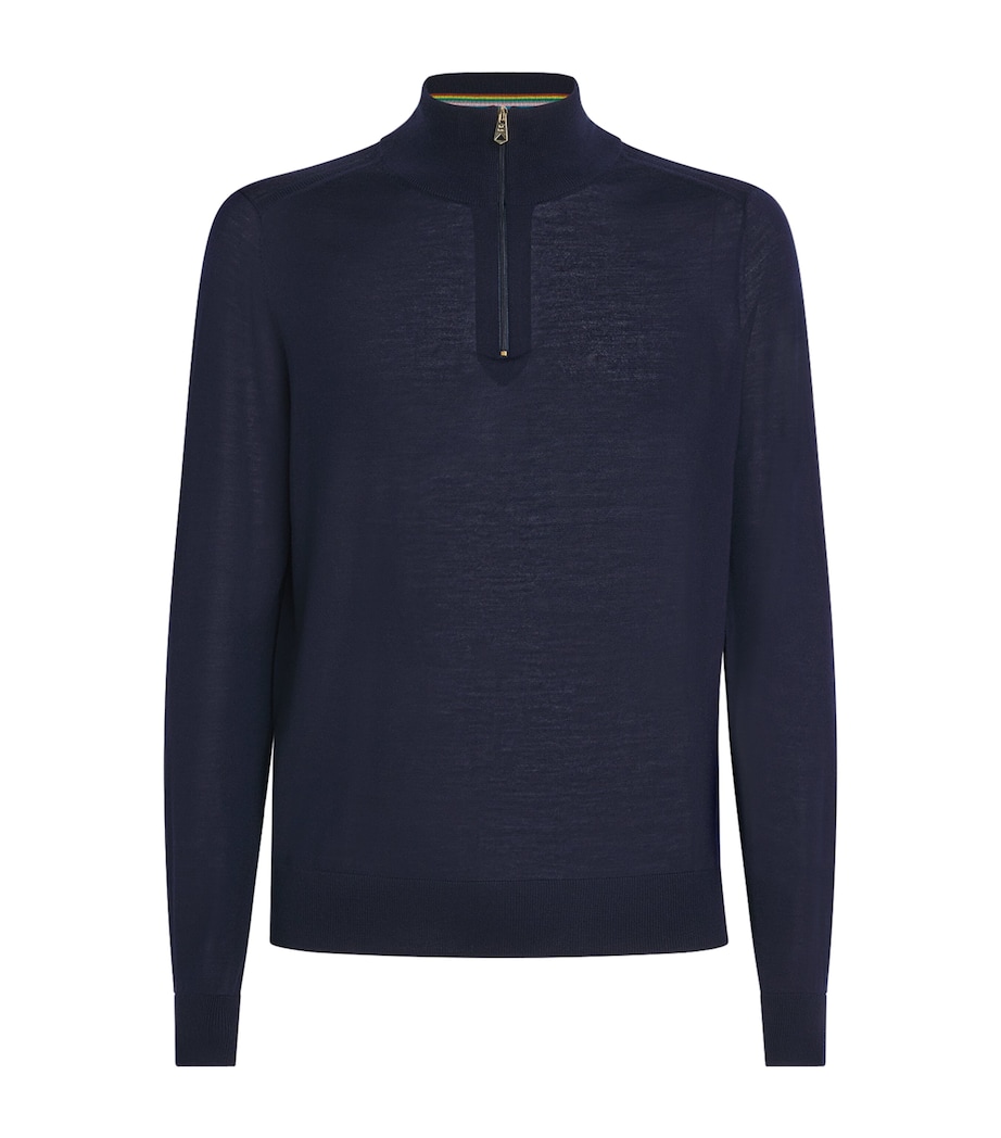 Merino Wool Quarter-Zip Sweater NAVY - 49 Image 1