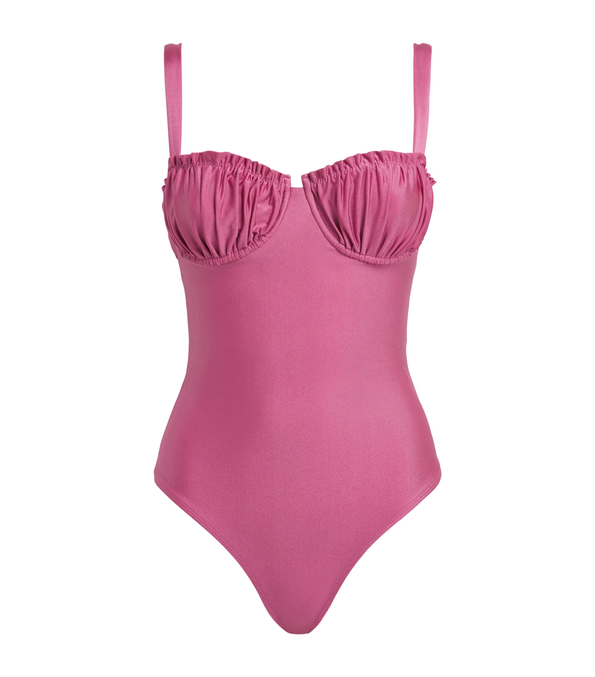 Faithfull The Brand Ruffled Tavia Swimsuit Cerise