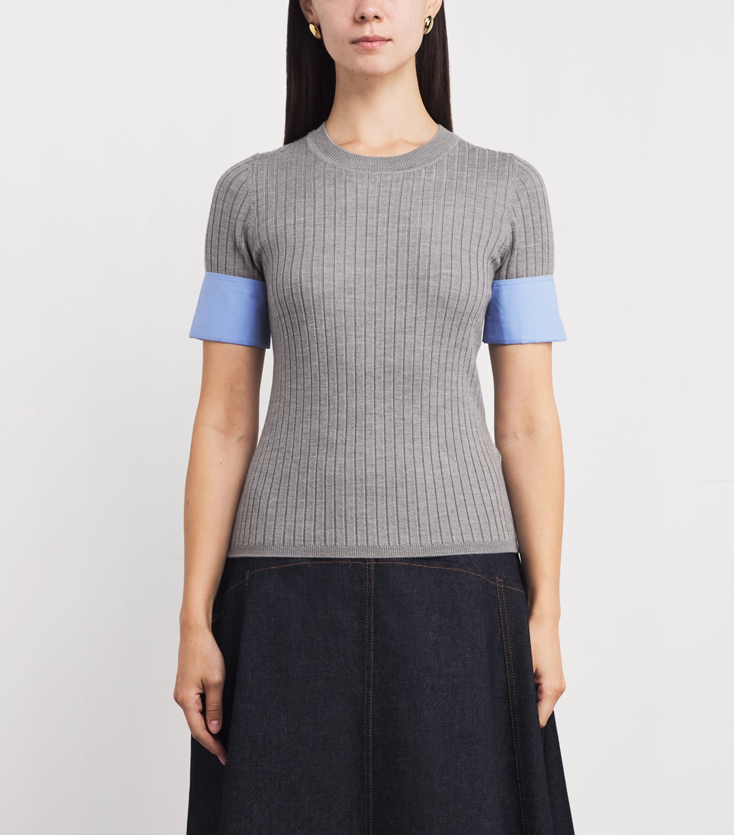 Cuffed Knitted Top GREY Image 3