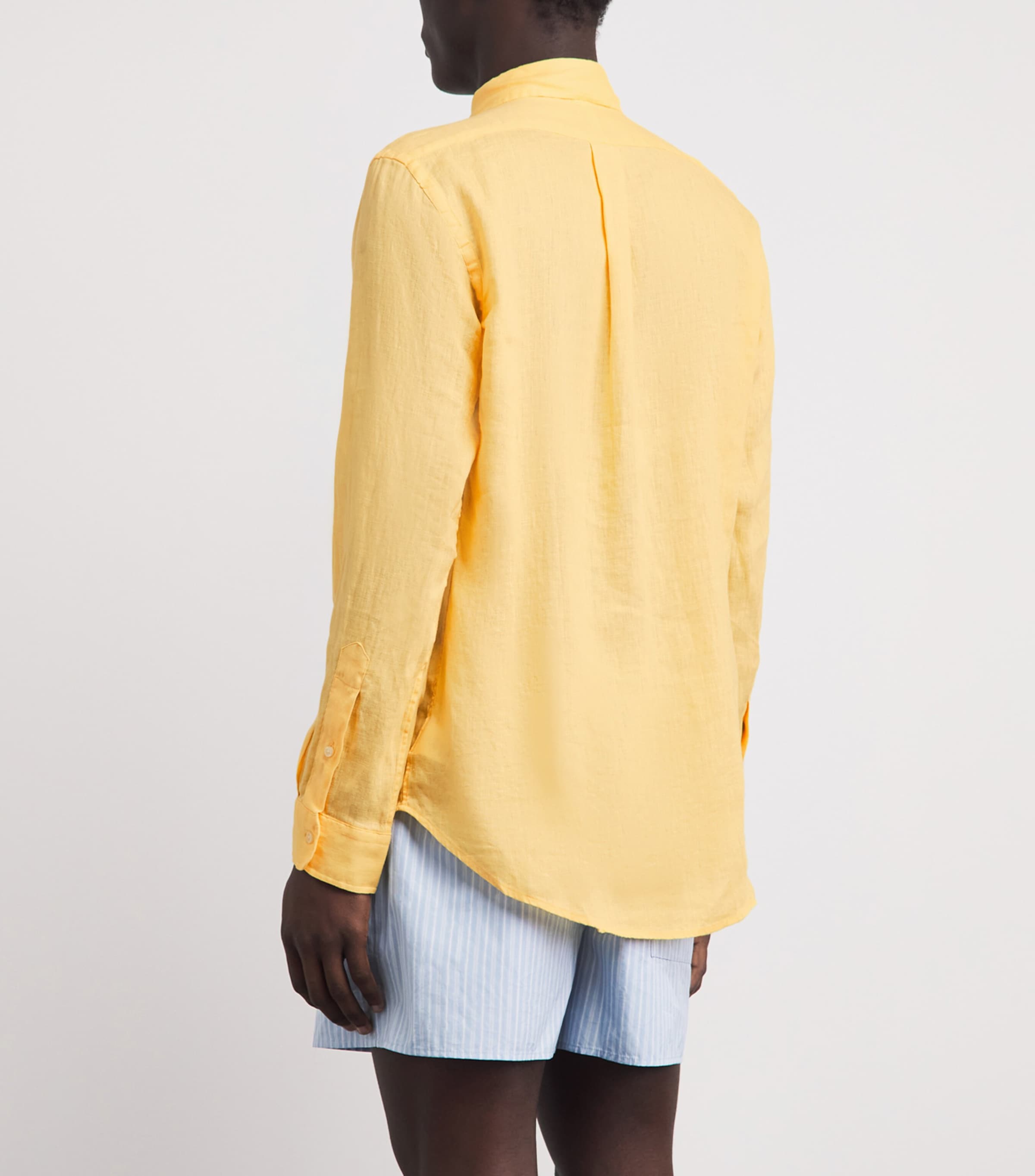 Polo Ralph Lauren Mens Linen Custom-Fit Shirt Corn Yellow Image 5