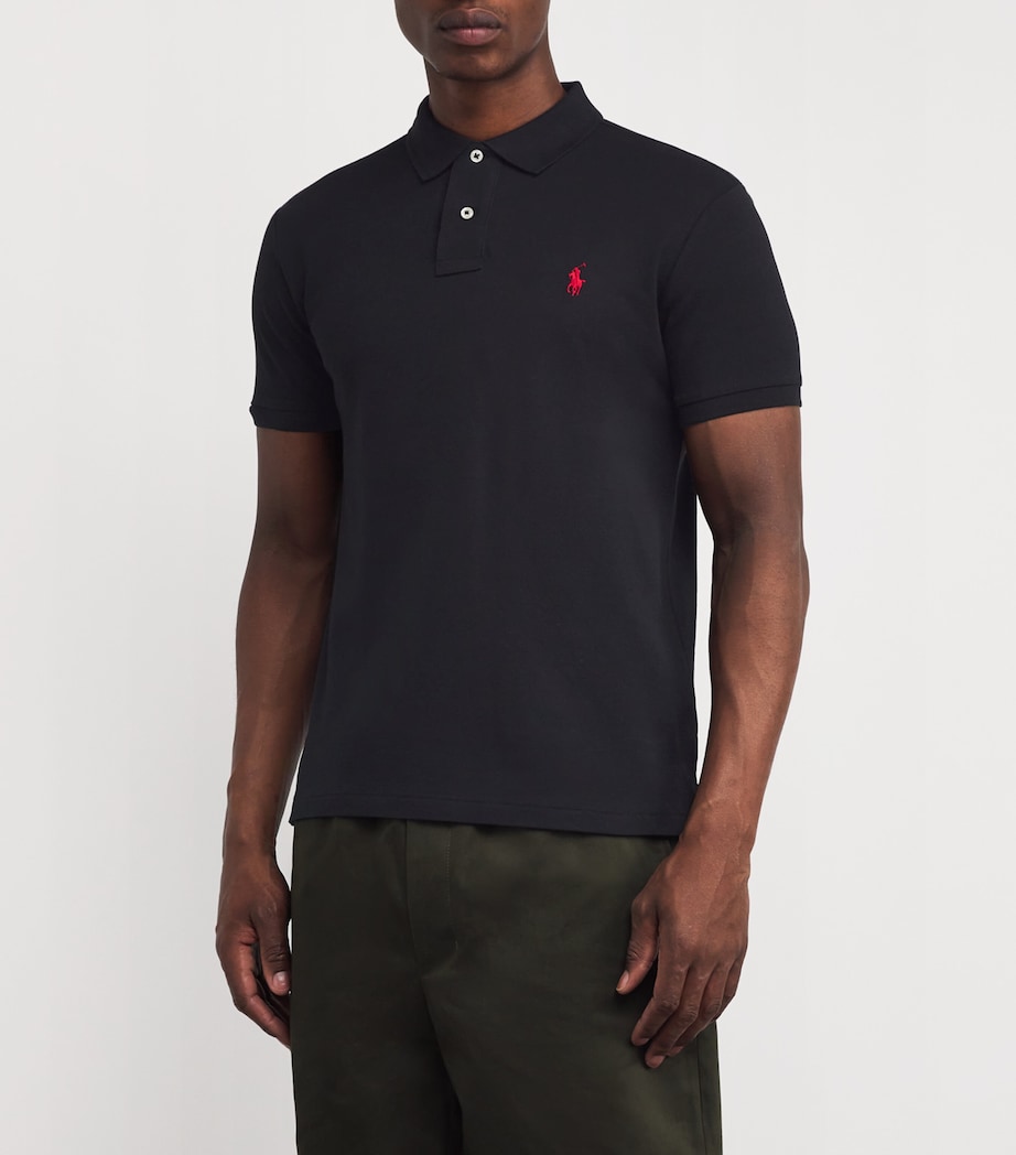 Cotton Mesh Slim-Fit Polo Shirt BLACK GREY Image 3