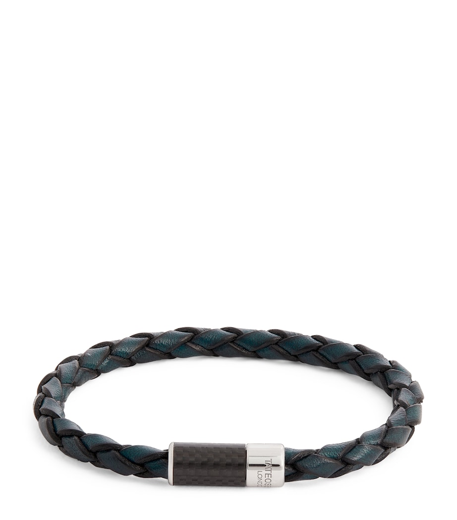 Braided Leather Carbon Pop Bracelet BLUE Image 1